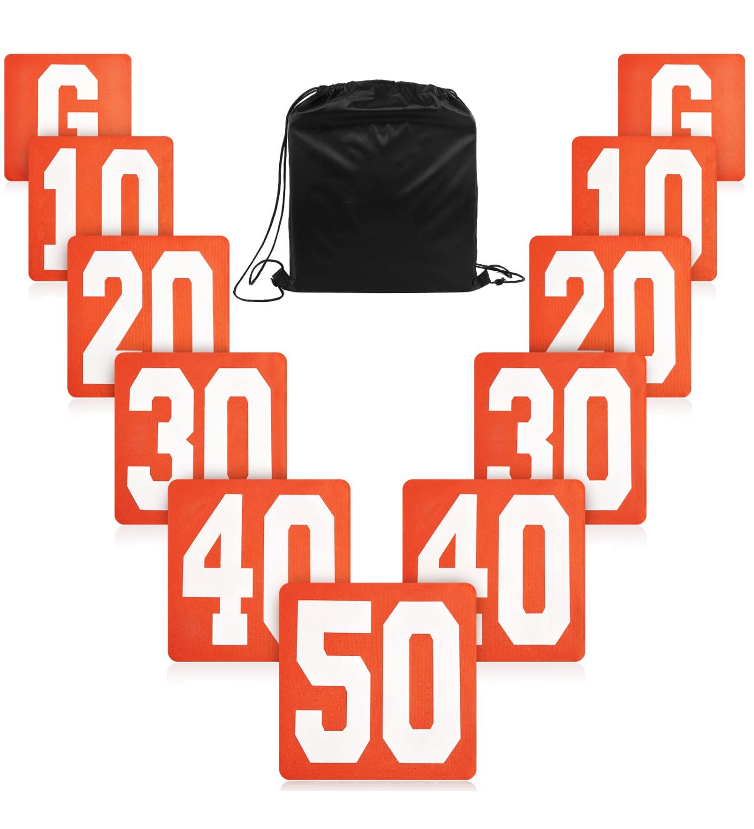 High Visibility 12 Inch Football Yard Markers Set - Orange Down Marker for Sporting Training - Carrying Bag Included - Buy Online on SooperMarket.com