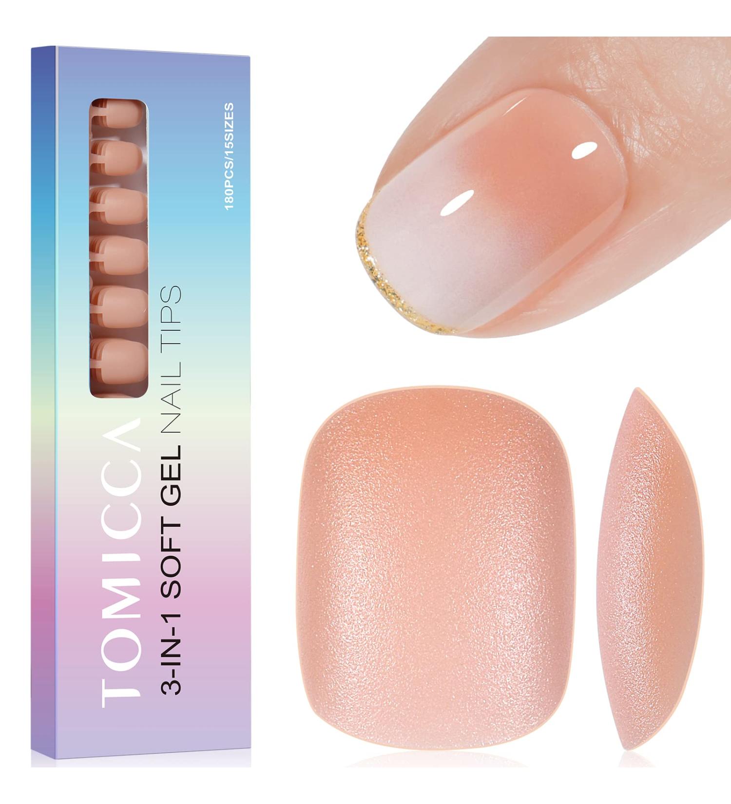 TOMICCA Extra Short Oval Nail Tips 180PCS Soft Gel Nails - Matte Full Coverage 15 Sizes - Nude Press On Tips for Nail Art Extensions - Buy Online on SooperMarket.com