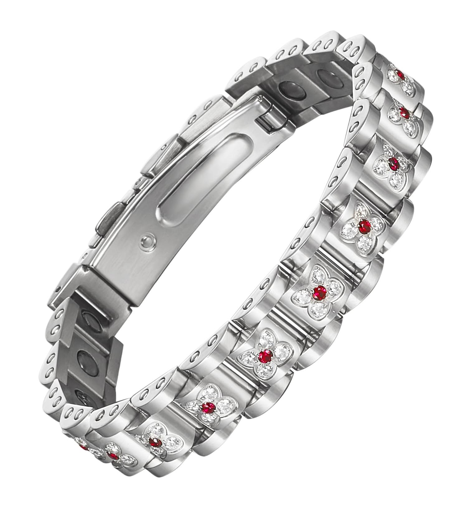 EnerCoppeX Magnetic Bracelets for Women Stainless Steel Bracelet with Effective Healing Magnets Adjustable Jewelry Gift (STB-2475ESDWK) - Buy Online on SooperMarket.com