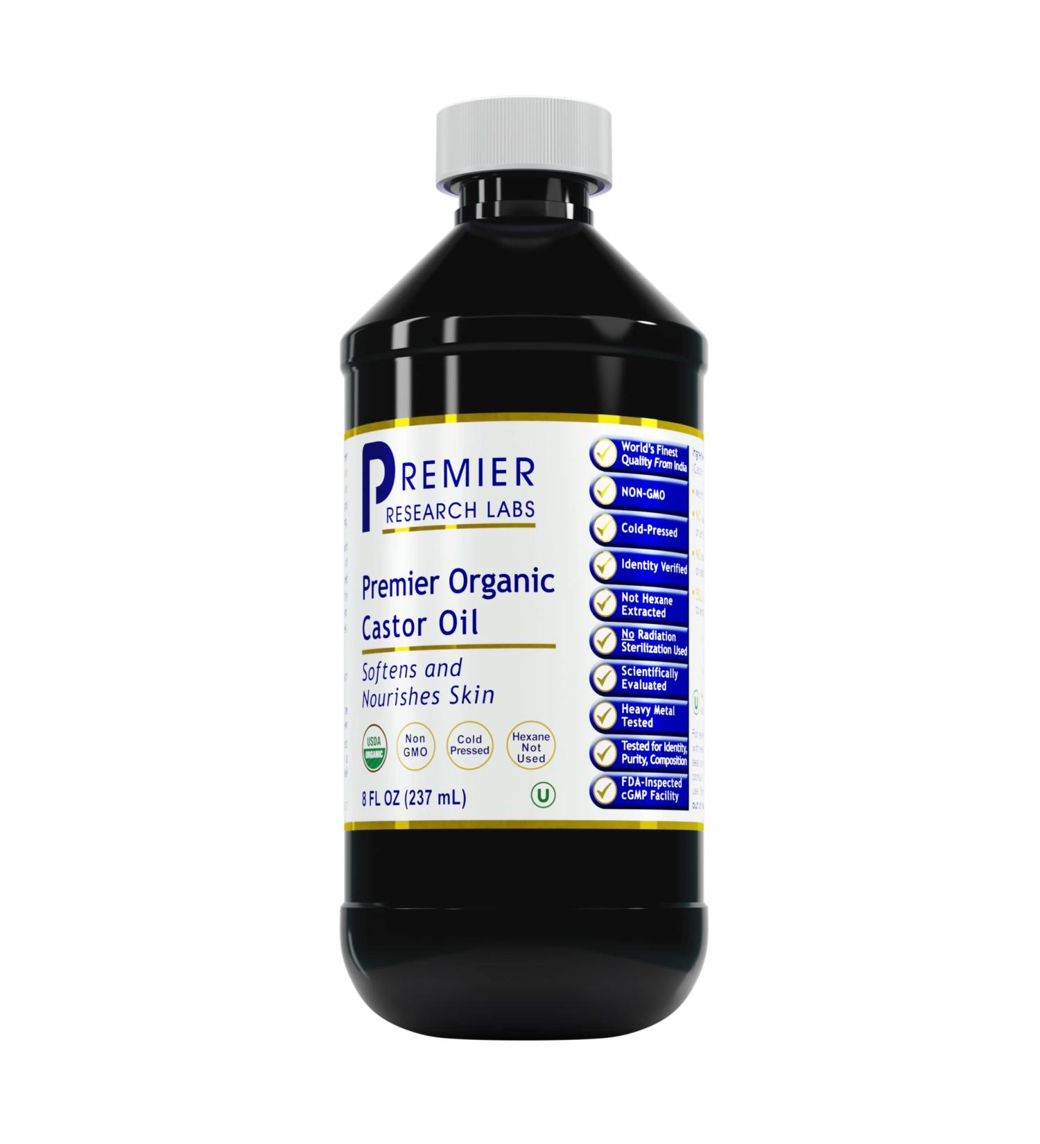 Premier Research Labs Castor Oil - Pure Cold-Pressed Organic Oil from India - 8 Fl Oz - Buy Online on SooperMarket.com