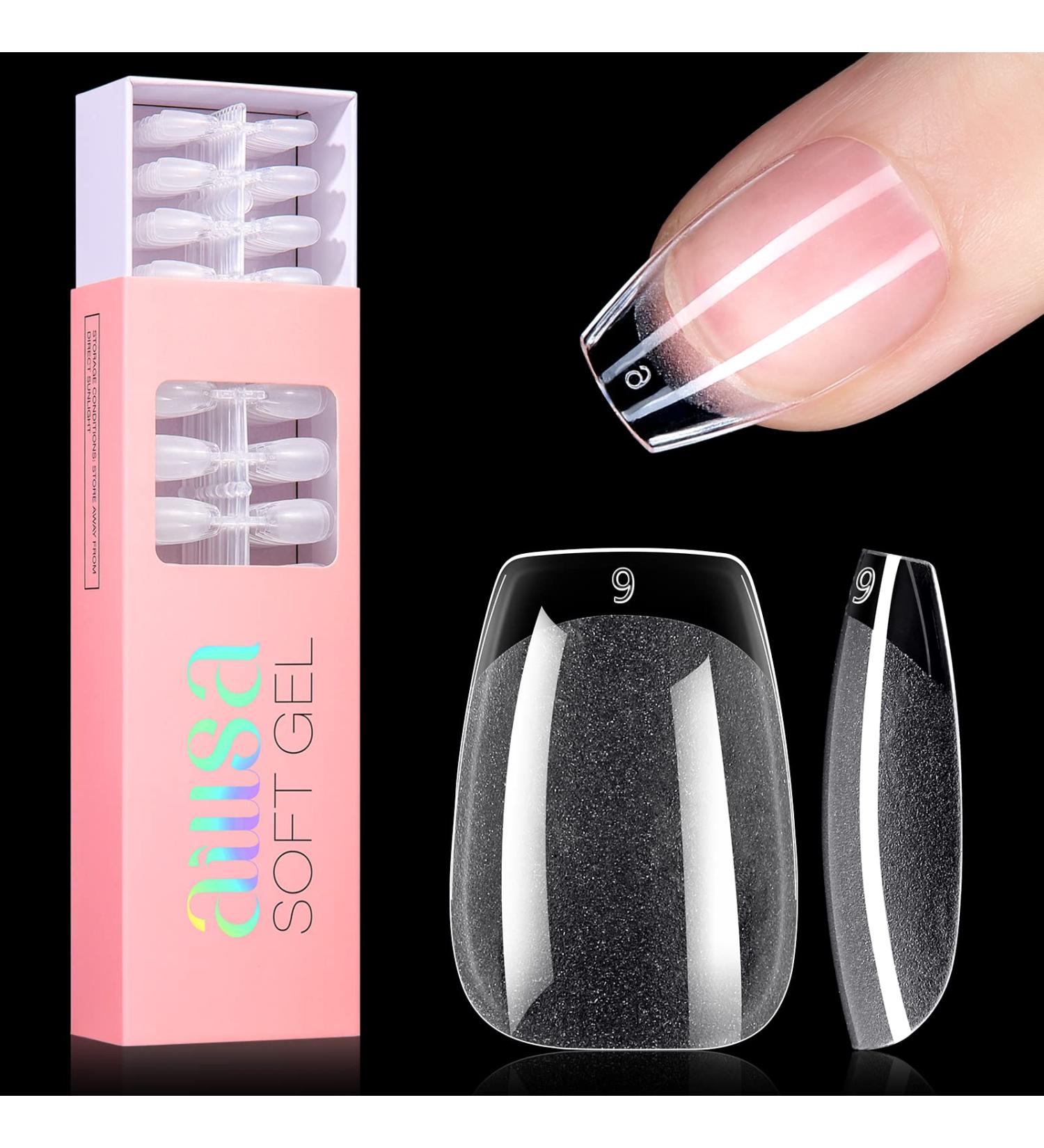 AILLSA Short Coffin Nail Tips - Half Matte Soft Gel Full Cover False Nails - 360PCS 12 Sizes with Gift Box - Buy Online on SooperMarket.com