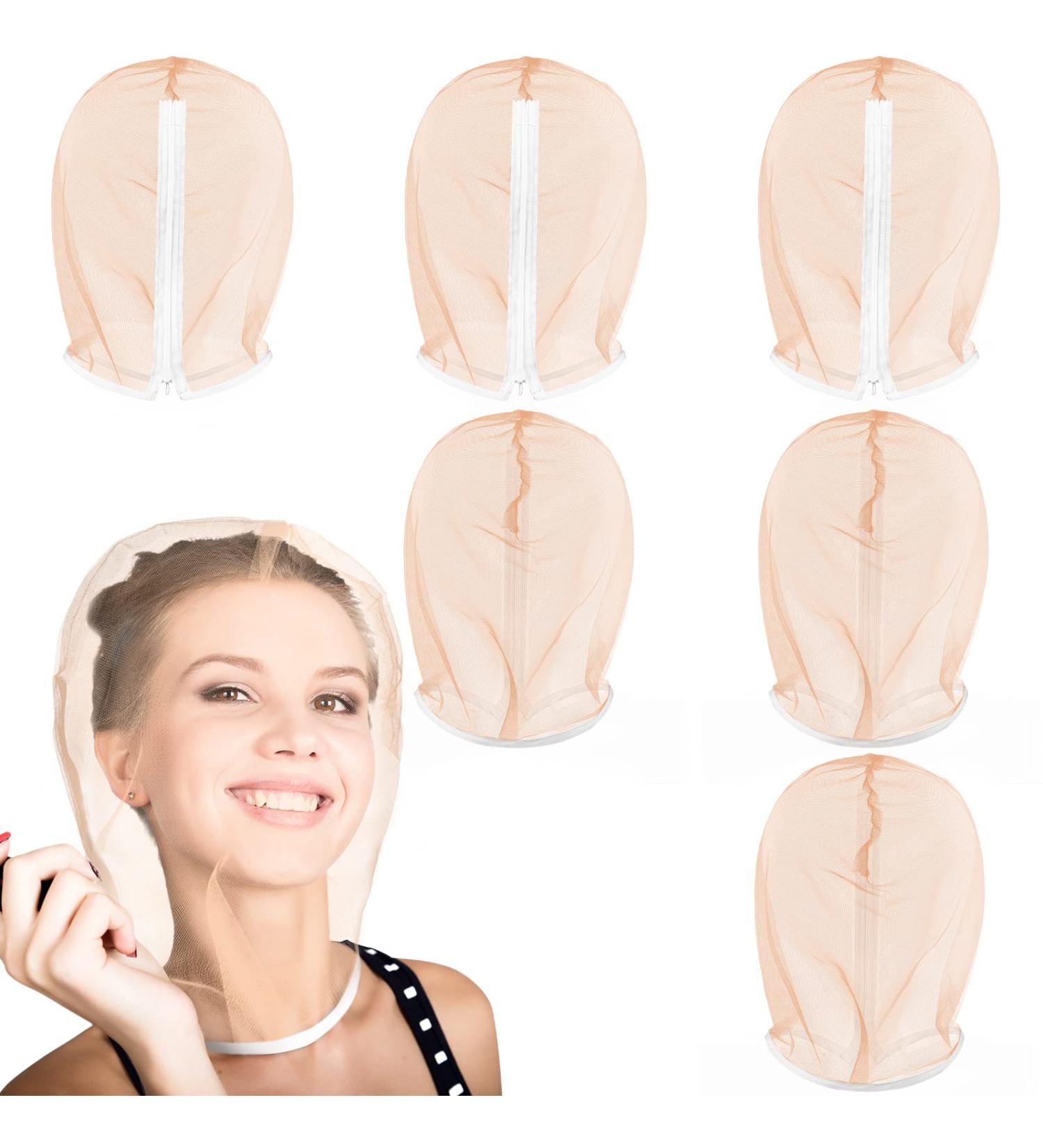 6 Pcs Washable Nylon Chiffon Makeup Hood Set - Nude | Reusable Makeup Protector for Women & Girls at Beauty Weddings - Buy Online on SooperMarket.com