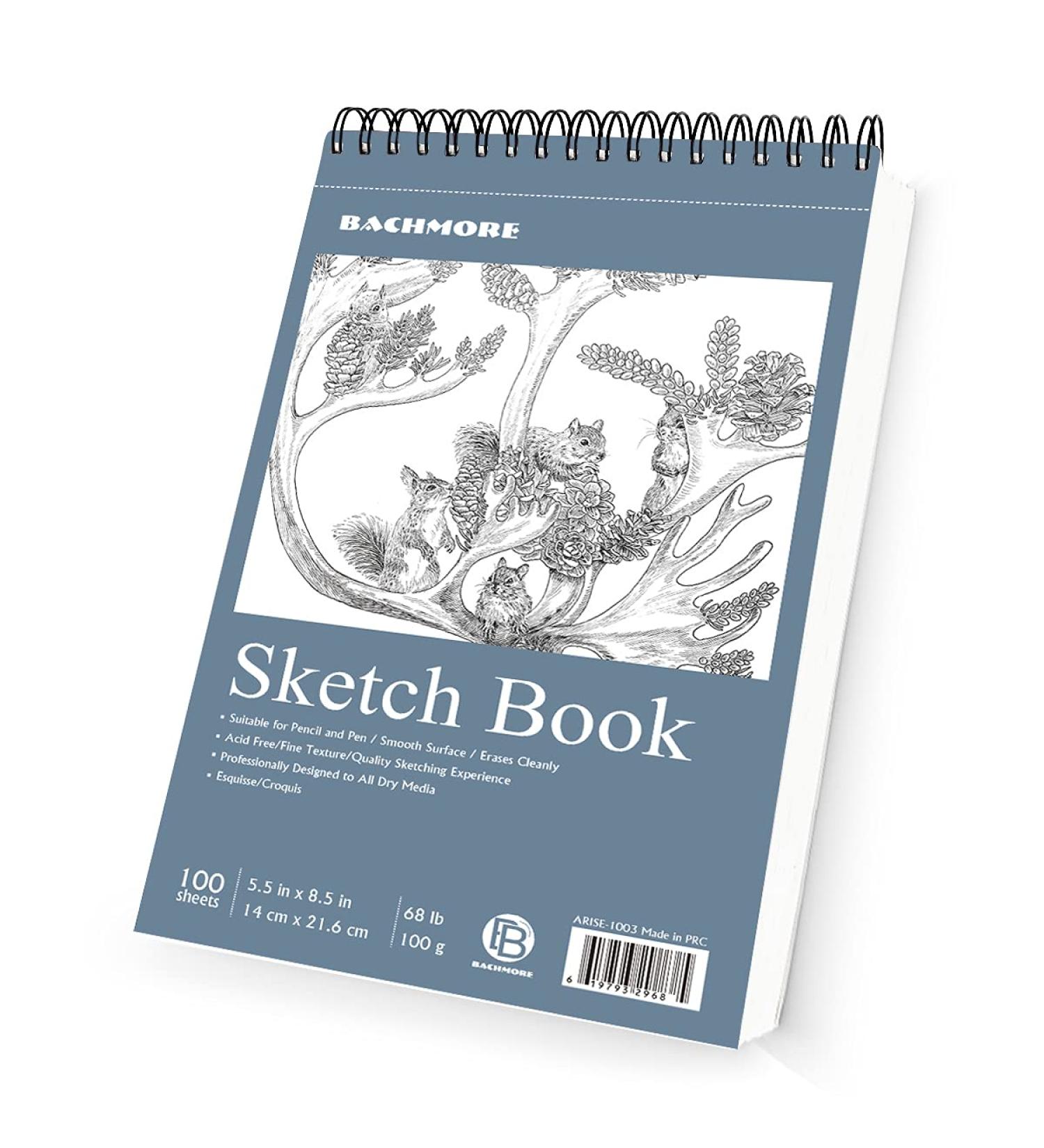 Bachmore 5.5X8.5 Inch Sketchpad - 100 Sheets Spiral Bound Sketch Book for Artists | Marker Art, Colored Pencil, Charcoal | Ideal for Pro & Amateurs (1 Pack) - Buy Online on SooperMarket.com