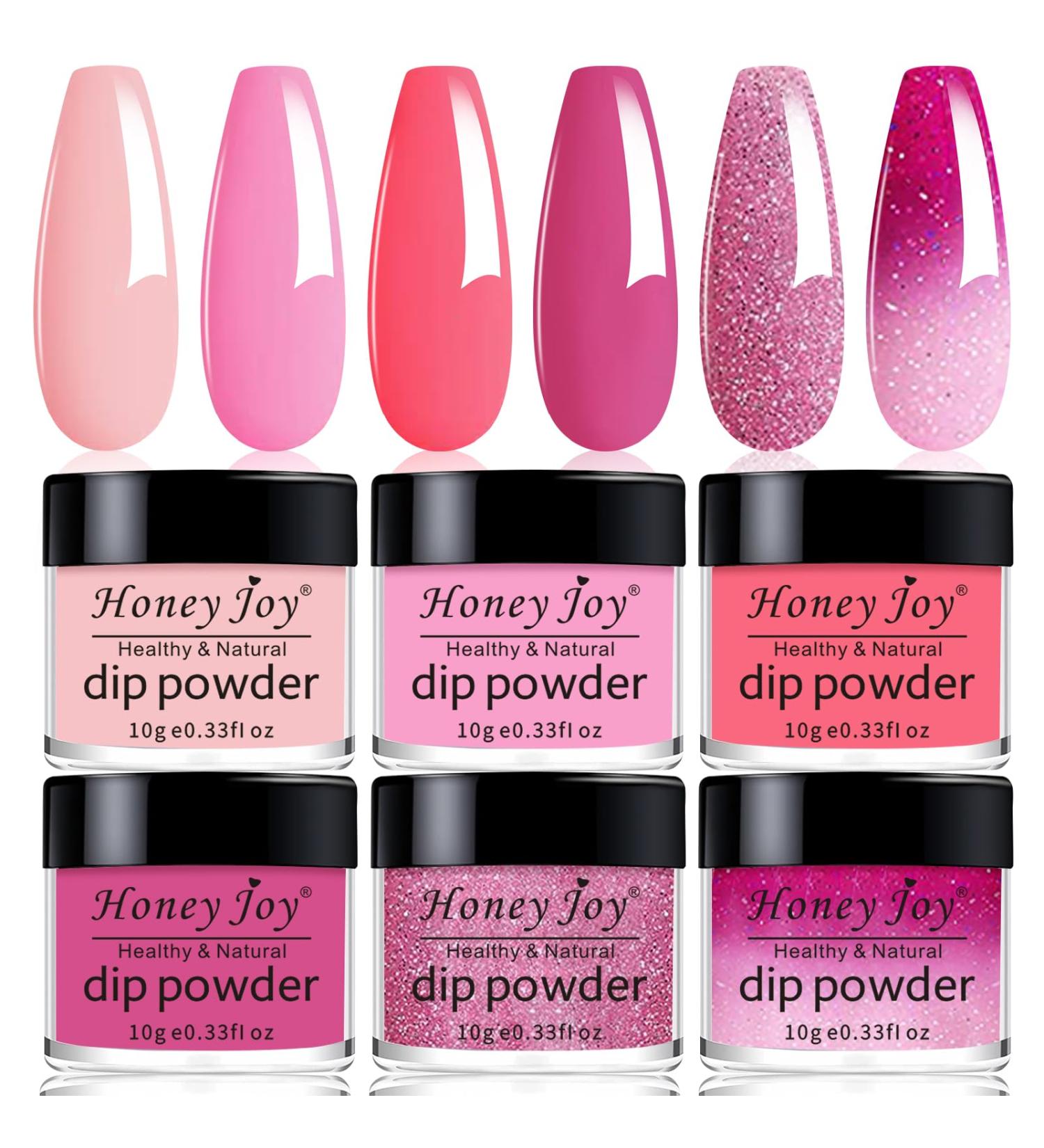 Honey Joy Color Changing Dip Powder Nail Kit - 6 Colors Summer Glitter Pink Dipping Set for DIY Manicure - No Need for Nail Lamp - Perfect Gift for Women - Buy Online on SooperMarket.com