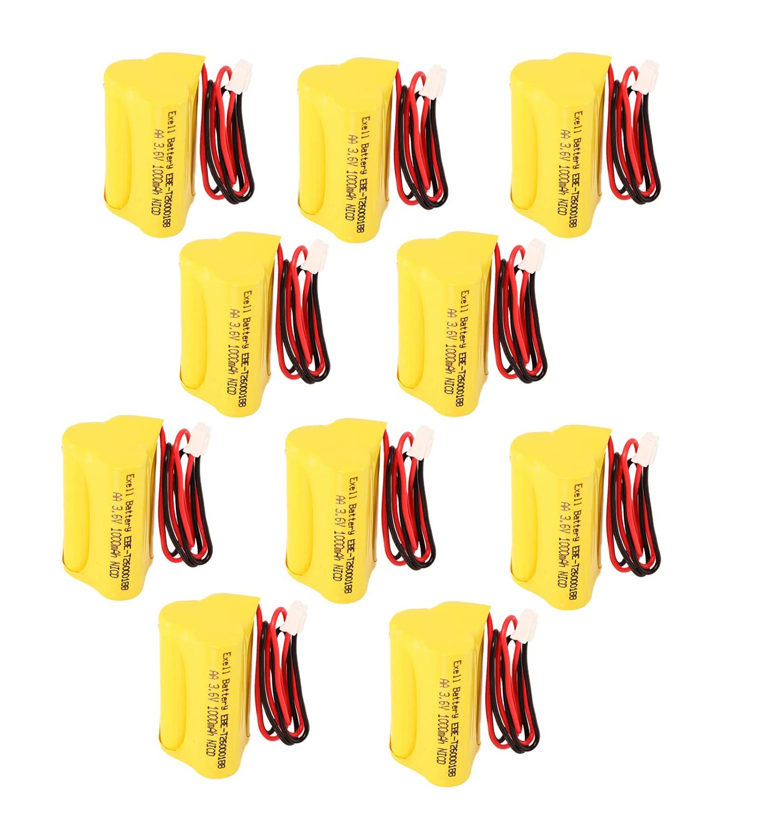 10-Pack) Exell 3.6V 1000mAh NiCD Emergency Light Battery - Replaces Unitech 6200RP LEDR-1 AA900MAH Exitronix 10010037 & More | International Shipping Available - Buy Online on SooperMarket.com