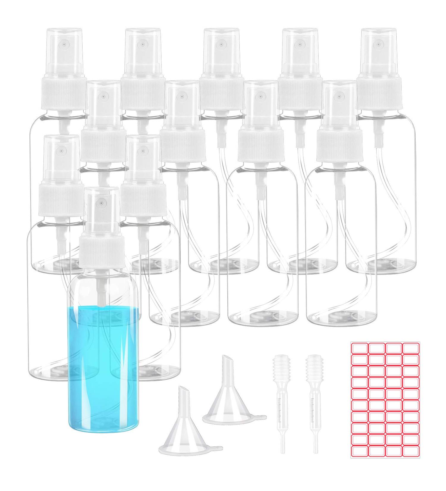 Airsmall 12-Pack 60ml Empty Spray Bottles with Funnels & Labels - Perfect for Beauty Makeup Travel & Sports - Buy Online on SooperMarket.com