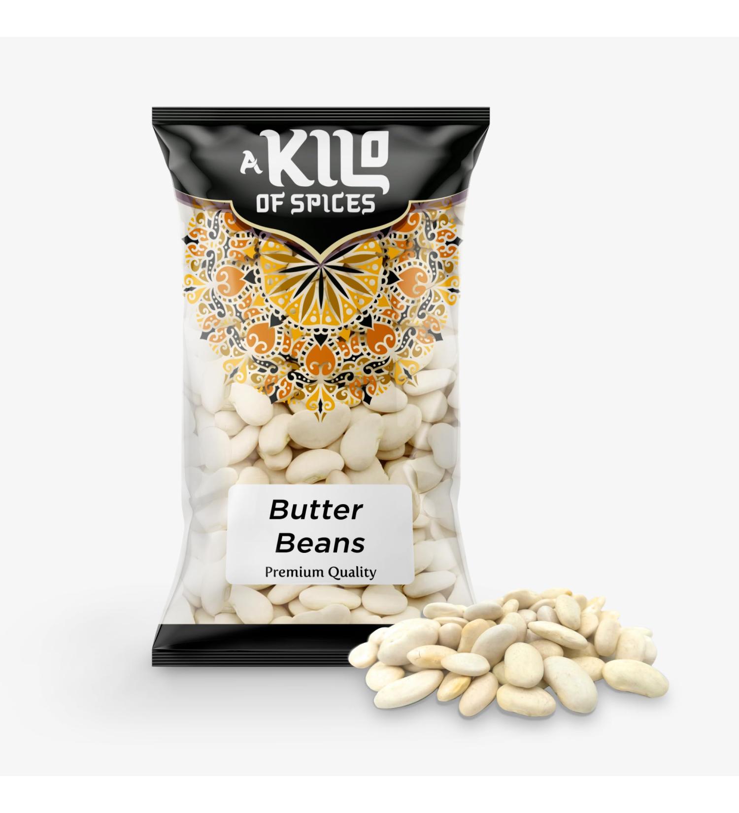 A Kilo of Spices | Butter Beans: Discover the Rich Creaminess of Butter Beans for Your Favorite Dishes | Dried Butter Beans are also Perfect Protein Source for Plant-Based Diets 1 Kg 1kg
