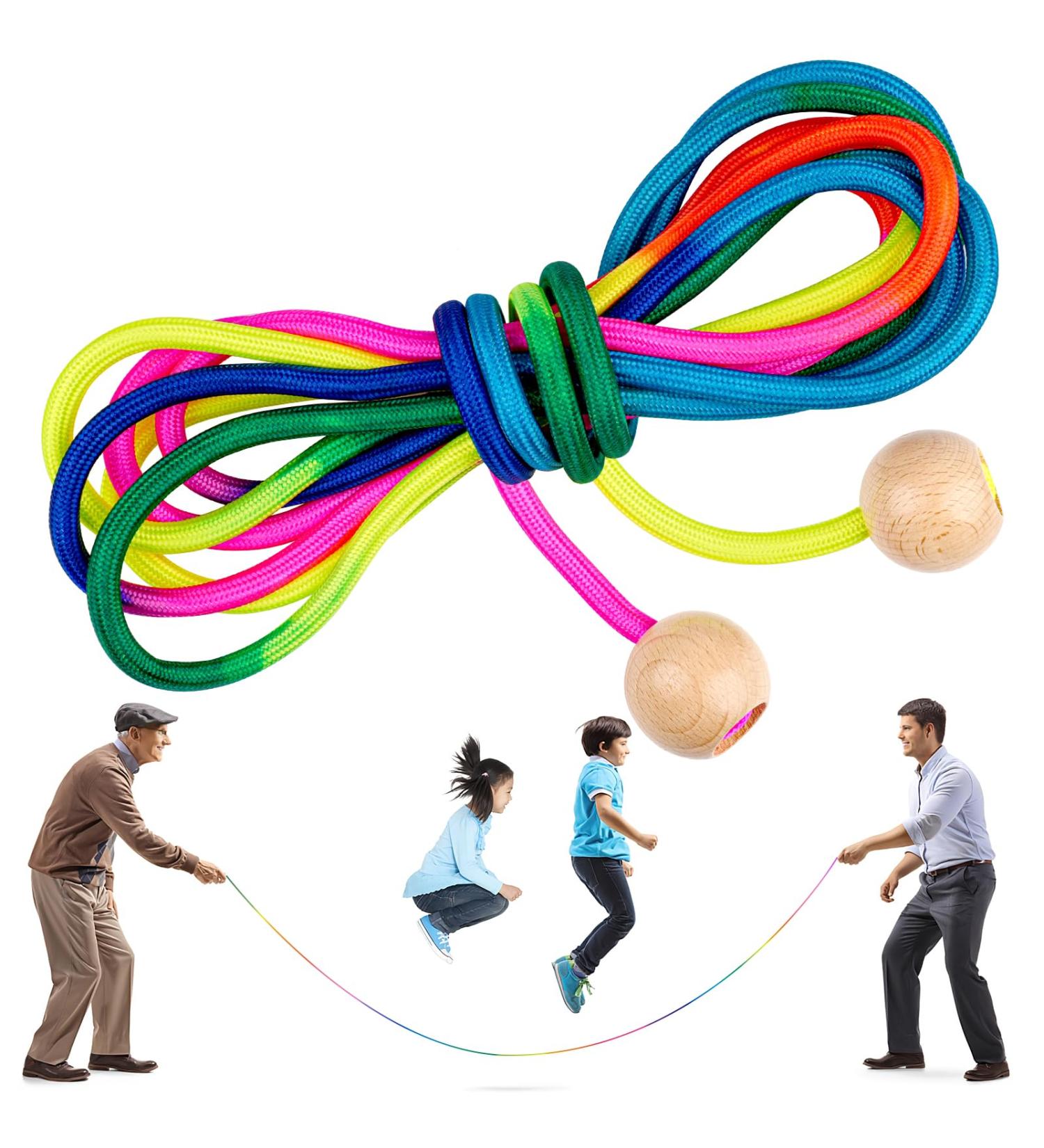 Multi-Purpose 5m Jump Rope for Kids & Adults - Wooden Ball Handle Perfect for Group Play - Buy Online on SooperMarket.com