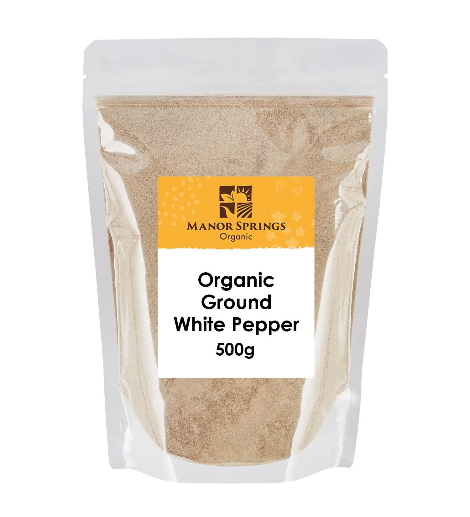 Manor Springs Organic Ground White Pepper 500g - 100% Natural and Pure - Buy Online on SooperMarket.com