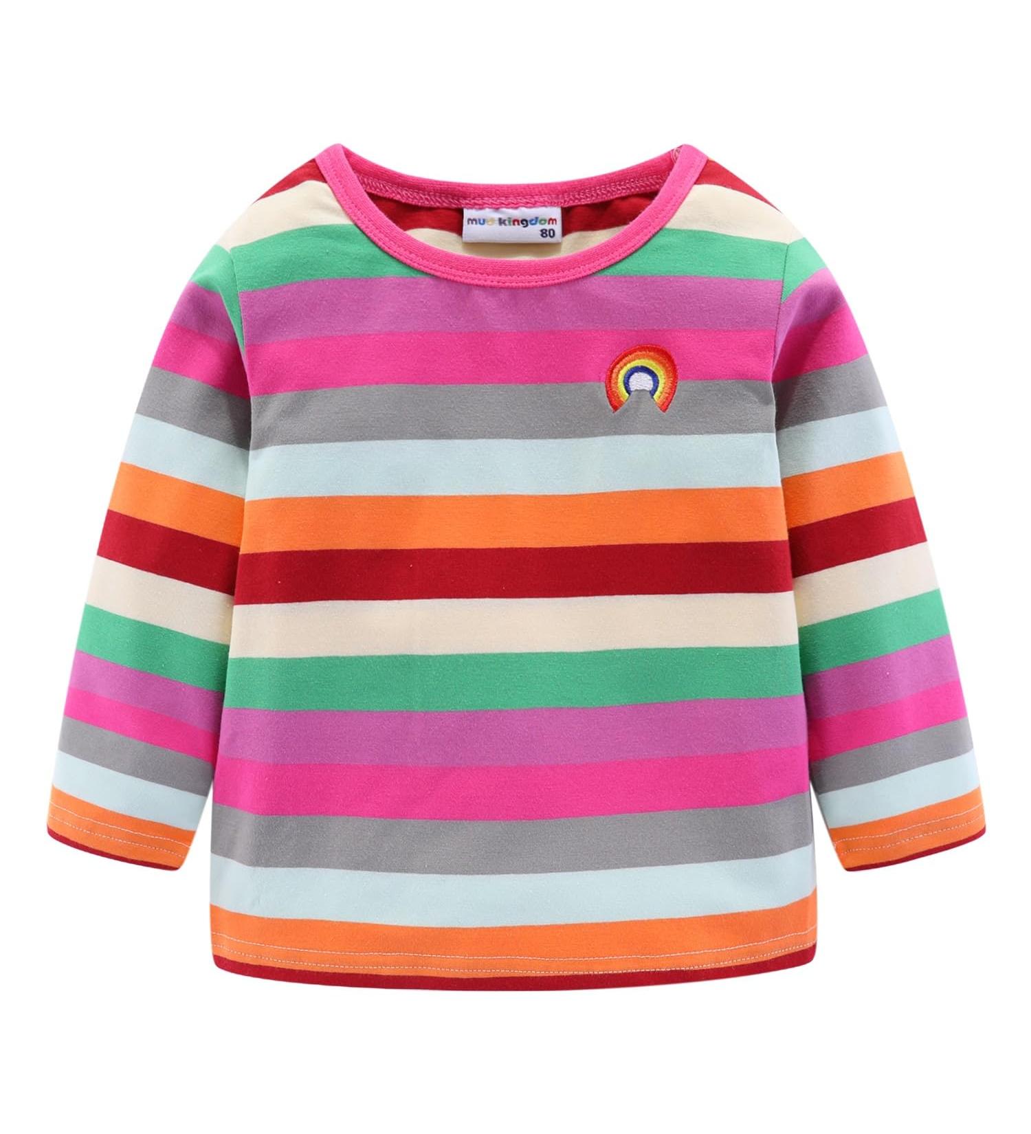 Mud Kingdom Little Boys T-Shirt - Hot Pink Rainbow Stripe, 5 Years, Long Sleeve - Buy Online on SooperMarket.com