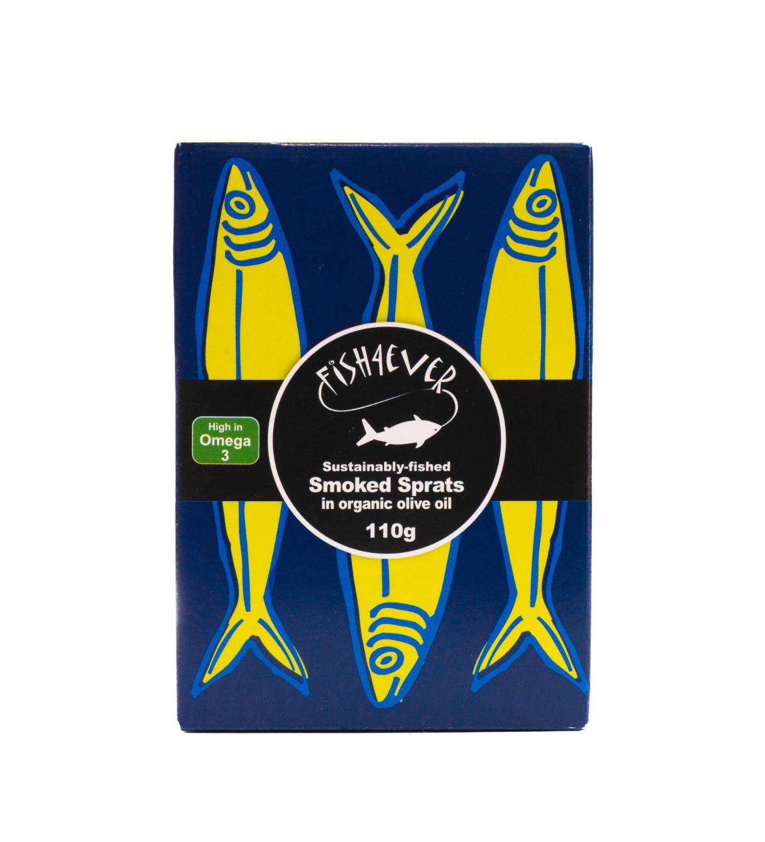 Fish 4 Ever - 12x 110g Smoked Sprats In Organic Extra Virgin Olive Oil - Sustainably Fished. Tin Canned Food Rich In Omega-3. Great With Fresh Bread Pasta and Salads (Pack of 12) - Buy Online on SooperMarket.com