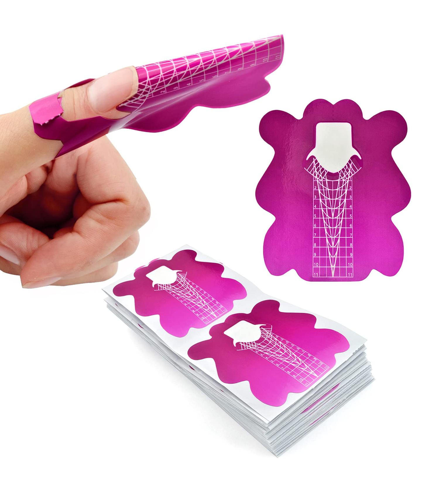 200Pcs Professional Stiletto Nail Forms - Self-Adhesive Sticker for Nail Extension - Pink and Silver - HJ-NTF051 - Buy Online on SooperMarket.com