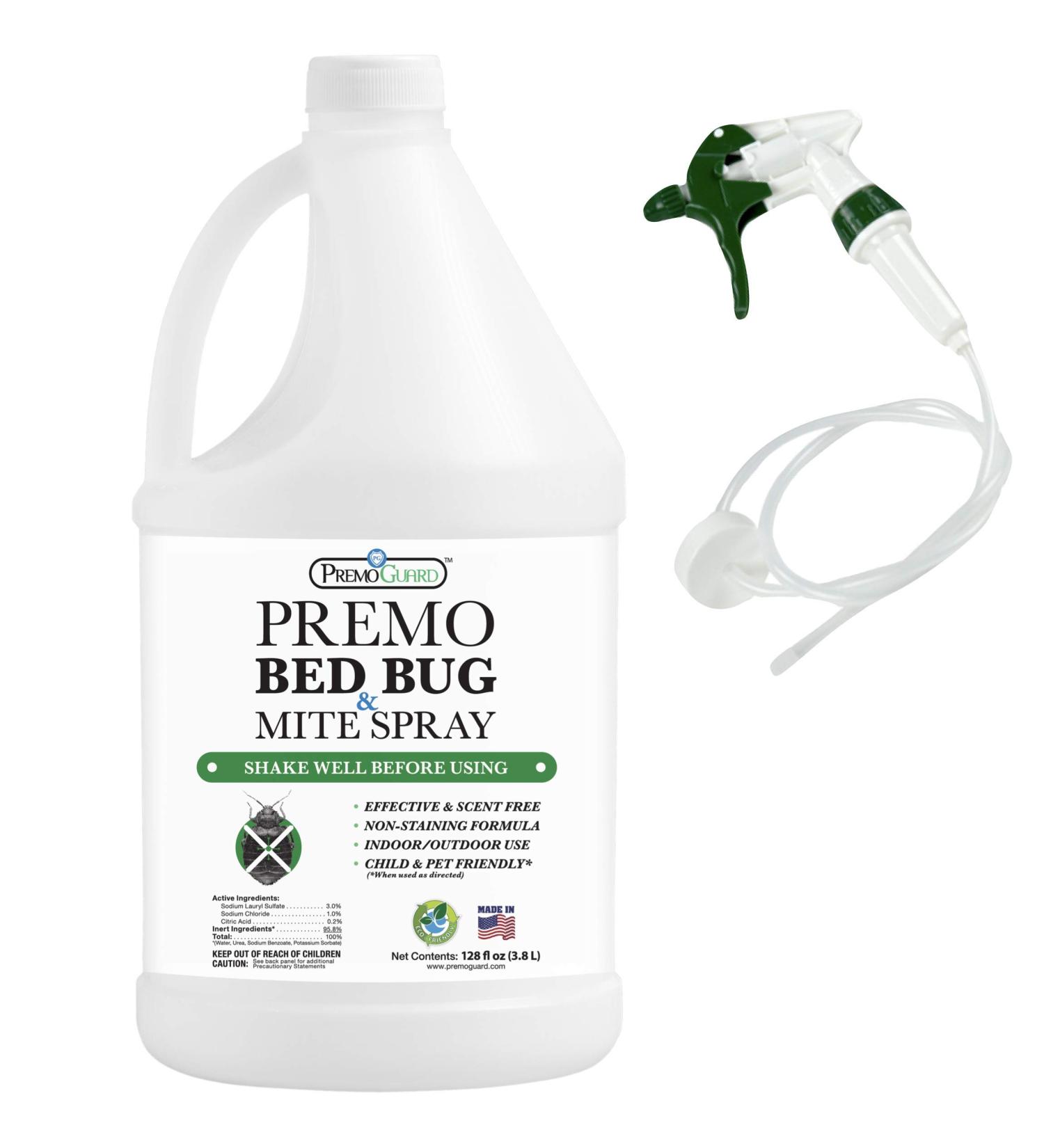 Premo Guard 128 oz Bed Bug & Mite Killer Spray | Fast Acting Treatment | Stain & Scent Free | Child & Pet Safe | Extended Protection | Natural Non-Toxic Formula - Buy Online on SooperMarket.com