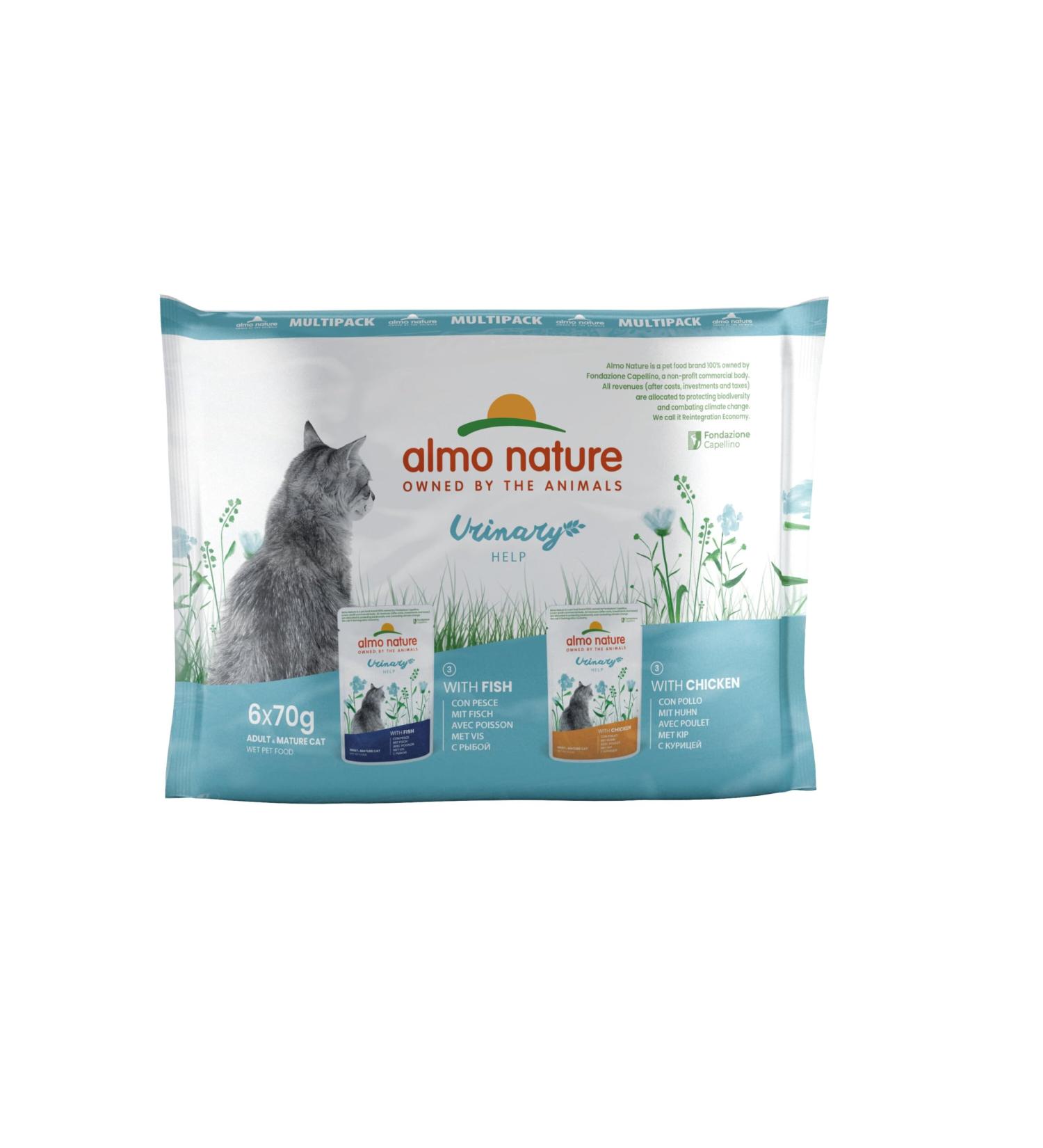 Almo Nature Multipack Holistic Urinary Help - 6 Pack Wet Cat Food (3 Fish 3 Chicken) - Optimal Nutrition for Adult Cats - Buy Online on SooperMarket.com