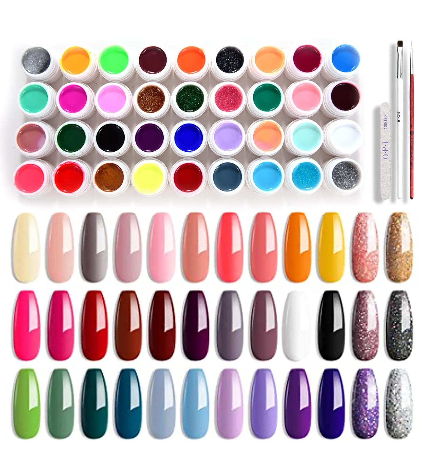 36 Colors UV Nail Polish Set | Comozon Gel Color Kit with 2 Brushes for Nail Art & Design - Buy Online on SooperMarket.com