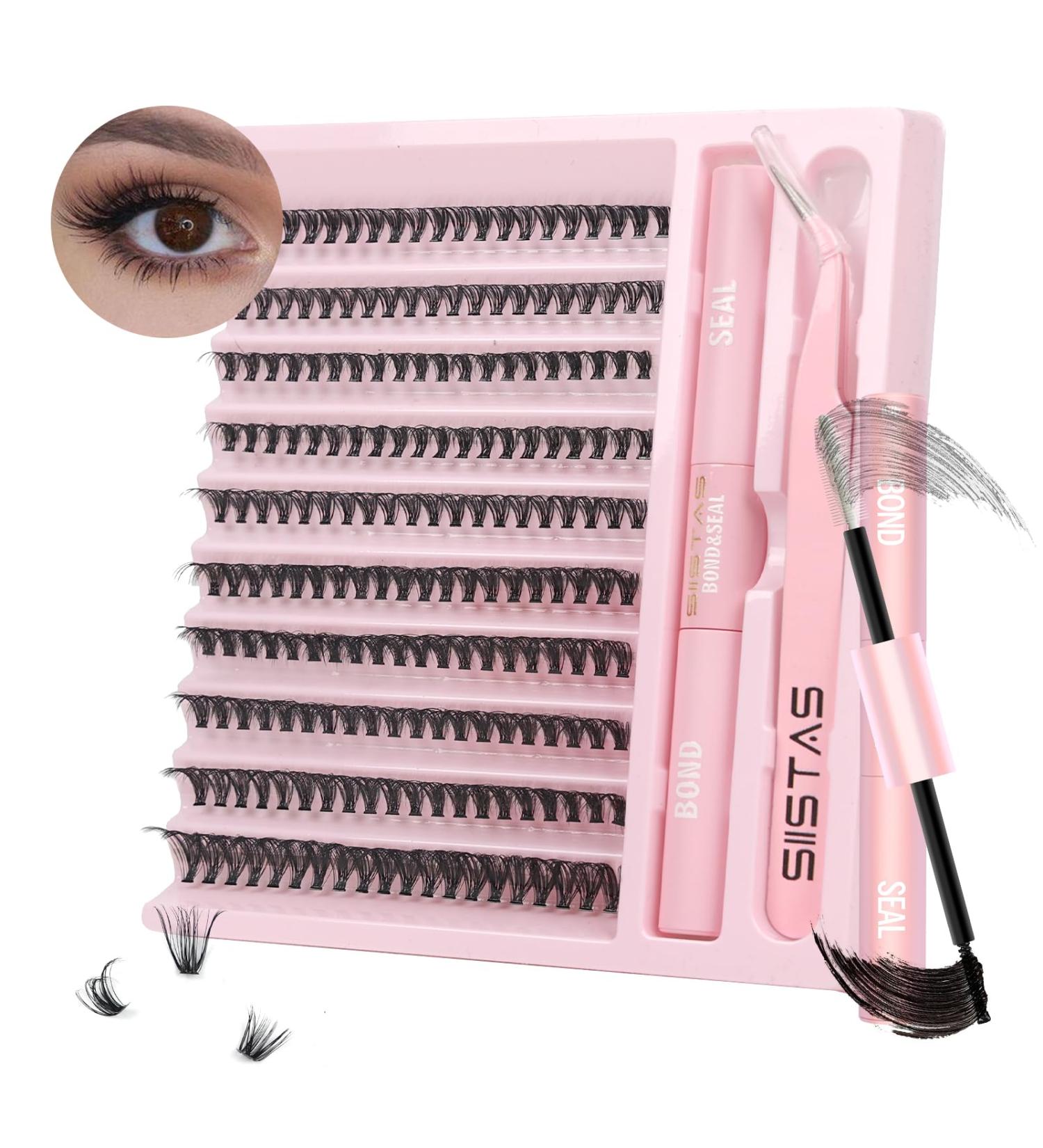 DYI Lash Extension Kit - 200pcs Individual Lashes, D Curl Volume Clusters, Lash Bond, Seal, Tweezers - Home Application Kit - Buy Online on SooperMarket.com