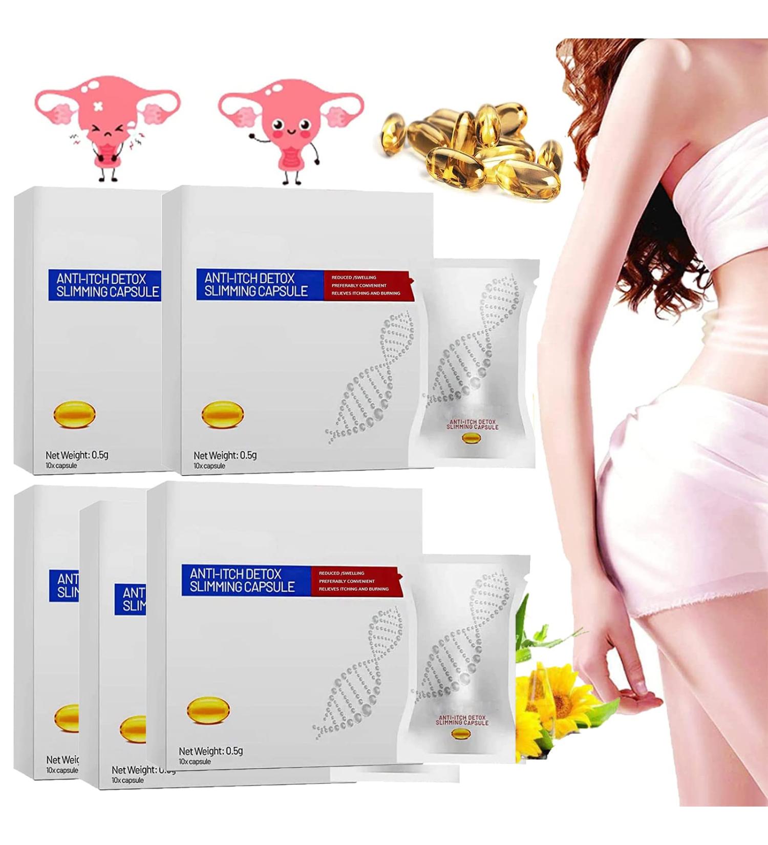 Soothe&Slim Anti-Itch Detox Slimming Capsules - Anniecare Instant Slimming & Firming, Natural & Pink, Anti-Odor, 5 Box Pack - Buy Online on SooperMarket.com