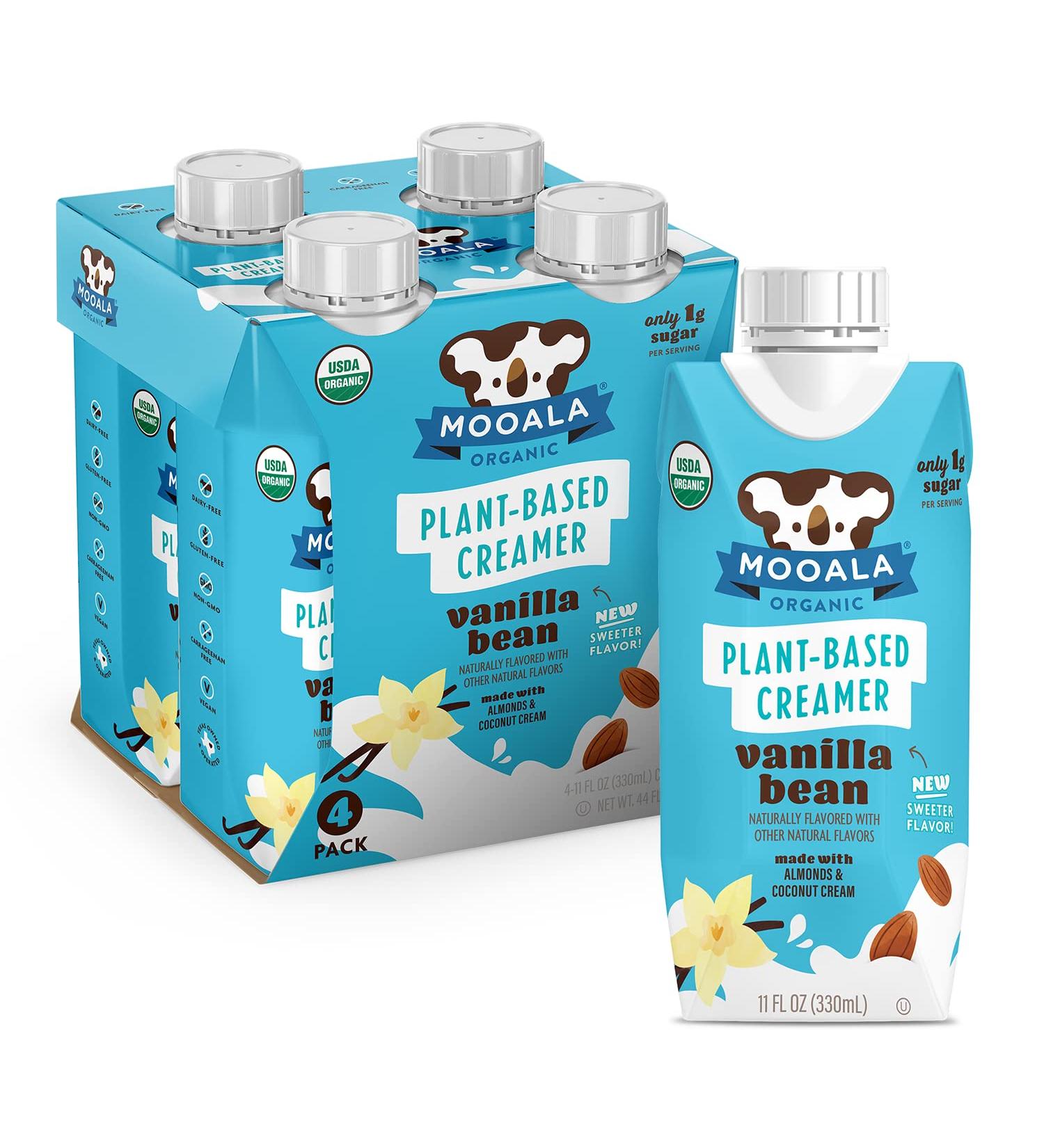 Mooala Organic Vanilla Bean Plant-Based Creamer - 11oz (Pack of 4) | Gluten-Free, Soy-Free, Vegan & Non-Dairy | Shelf-Stable Formula - Buy Online on SooperMarket.com
