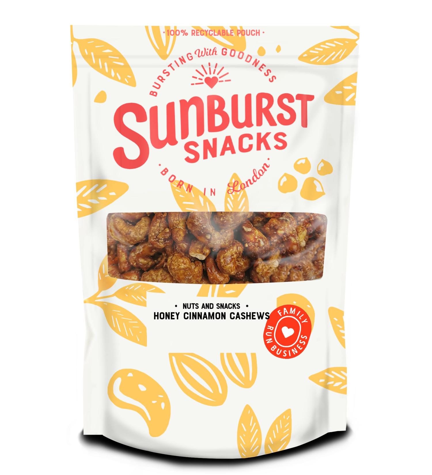 Sunburst Honey & Cinnamon Cashew Nuts GMO Free No Preservatives or Flavourings Recyclable & Resealable Pouch 1kg - Buy Online on SooperMarket.com