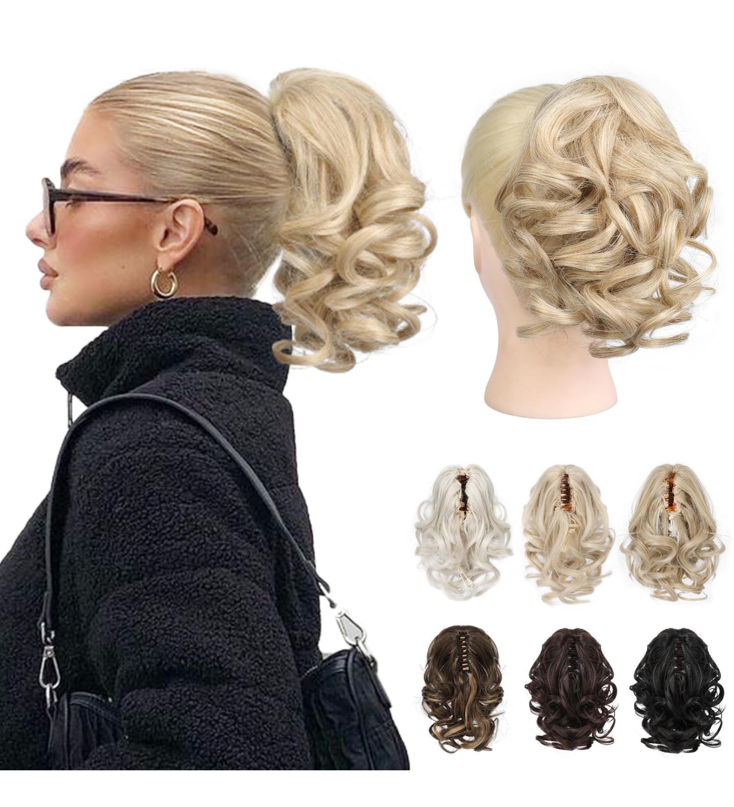 REECHO 9 Short Ponytail Extension Classic Loose Curly Wavy Claw Clip Hair Extension HP001 - Medium Blonde - Buy Online on SooperMarket.com