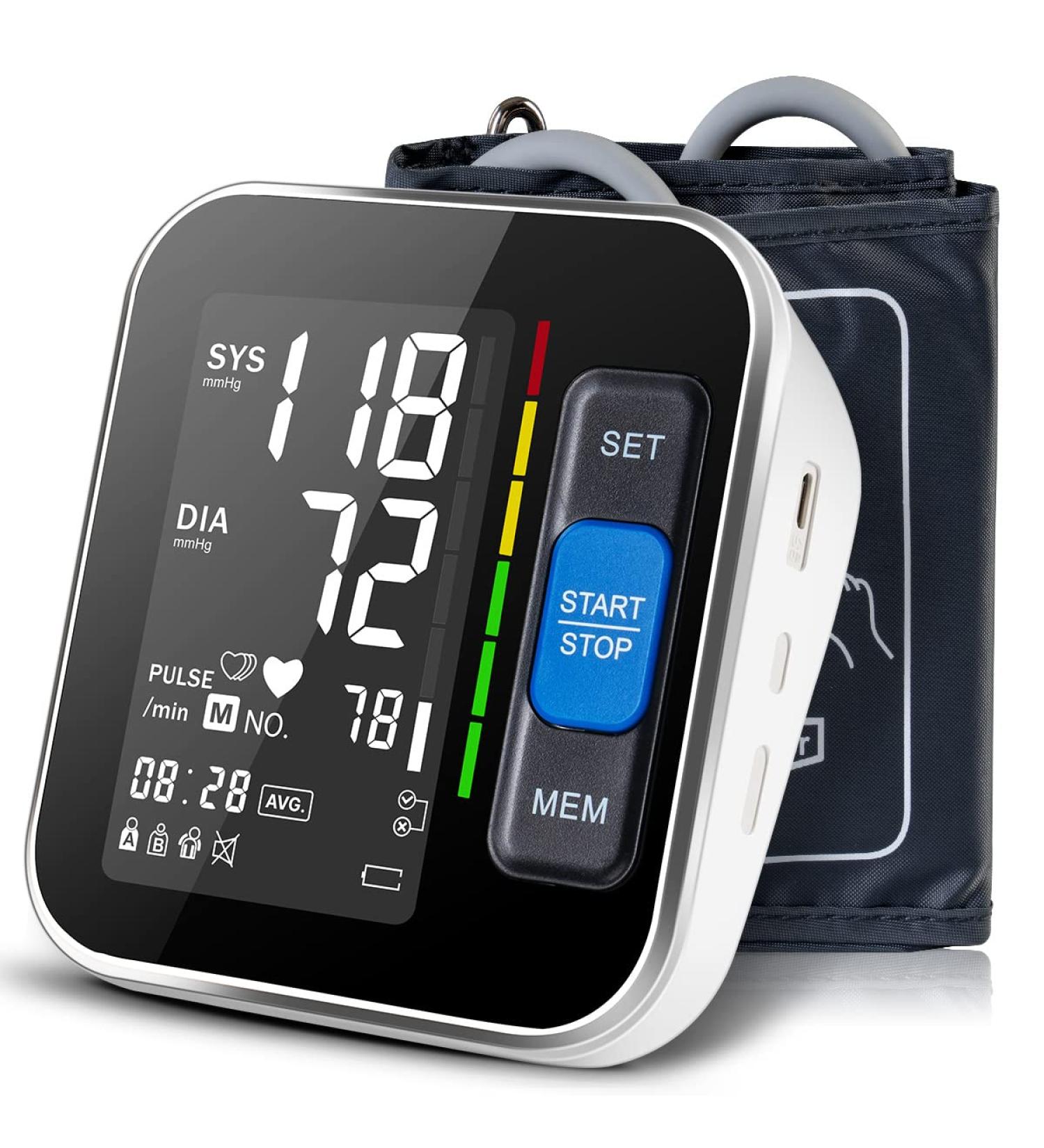 Digital Upper Arm Blood Pressure Monitor with Large LED Backlit Display - Adjustable Cuff & Memory - Carrying Case Included - Buy Online on SooperMarket.com