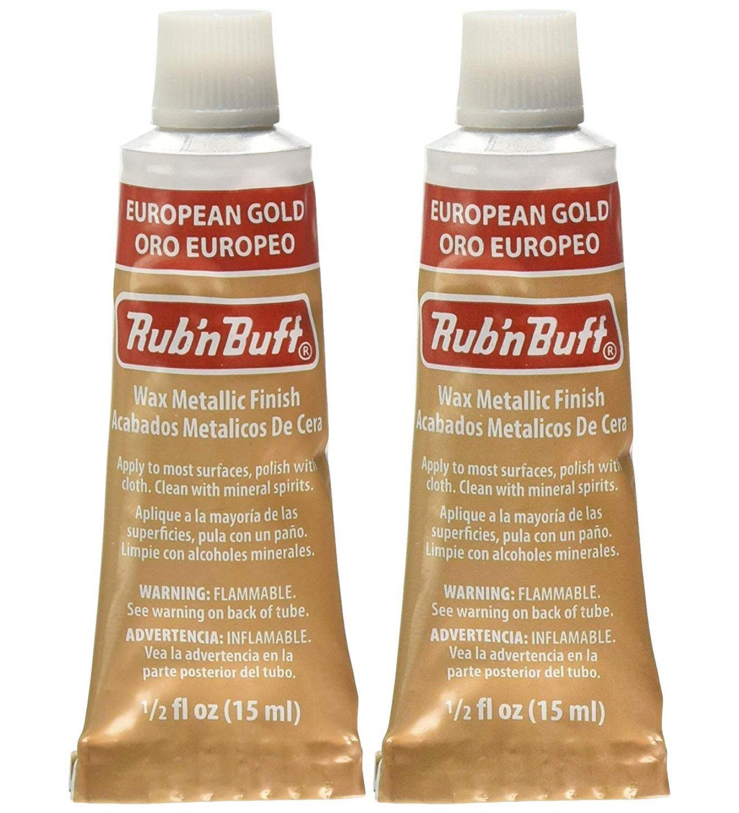 AMACO - Rub 'n Buff Wax Metallic Finish (European Gold) (0.5-Fluid Ounce) (2-Pack)
