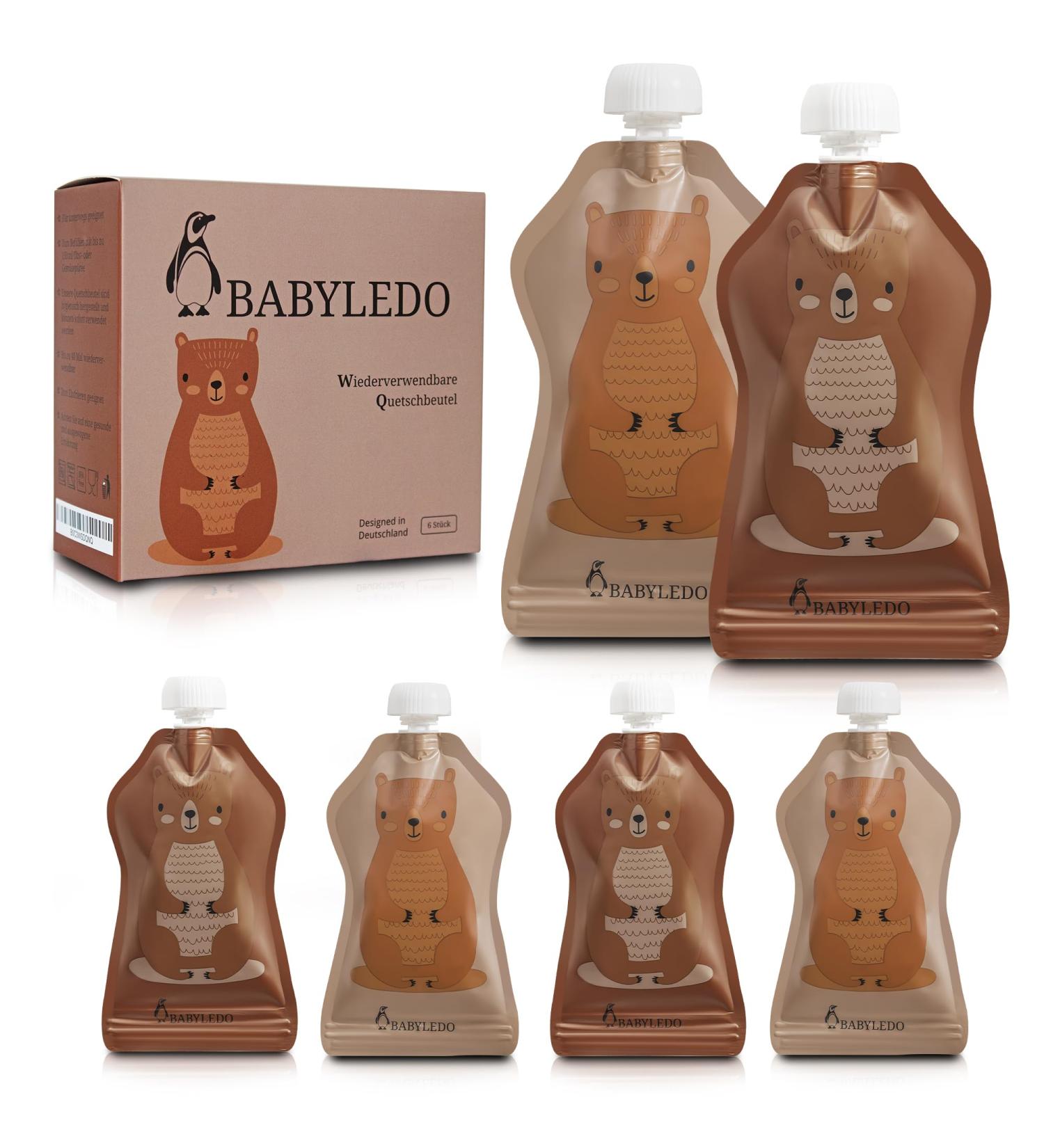 Buy Babyledo Reusable Squeezing Bags for Babies & Children - 6-Pack 150ml BPA-Free Double Zip Closure Freezer & Dishwasher Safe - Buy Online on SooperMarket.com