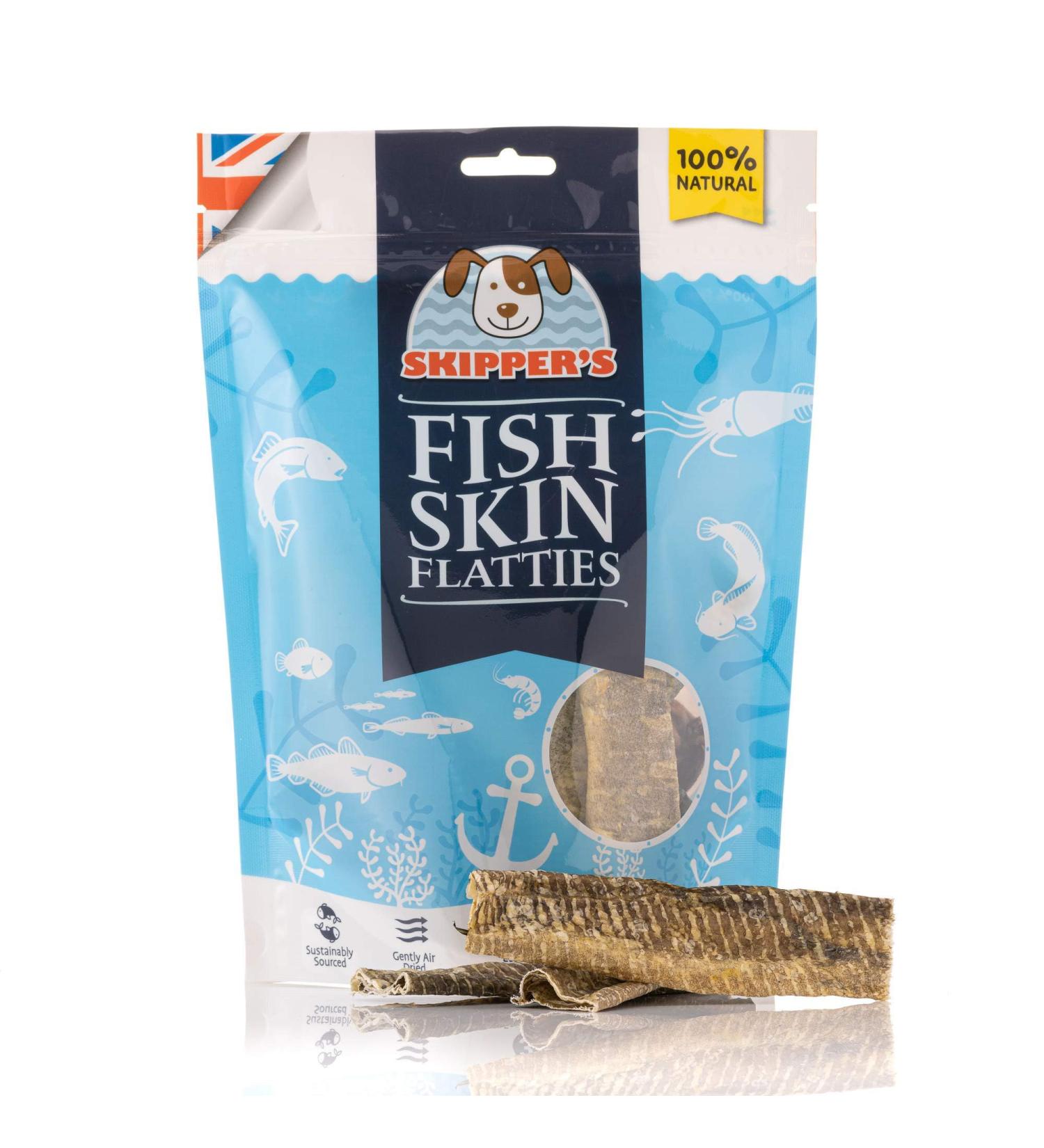 SKIPPER'S Fish Skin Flatties Sticks - Handmade and Air-Dried - 100% Dog Chews Long Lasting Natural Dog Treats - Skin Care - High Protein Low Fat Dog treats -250g Regular 250 g (Pack of 1) - Buy Online on SooperMarket.com