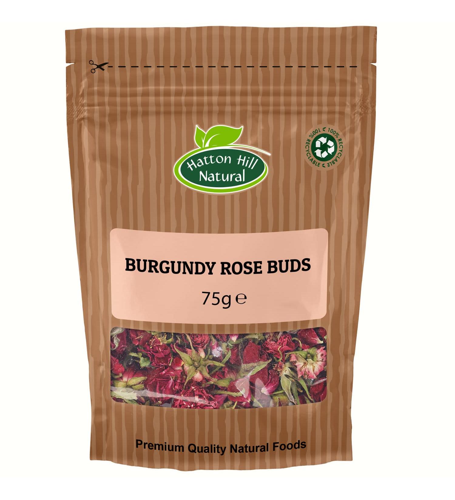 Dried Edible Burgundy Rose Buds 125g by Hatton Hill