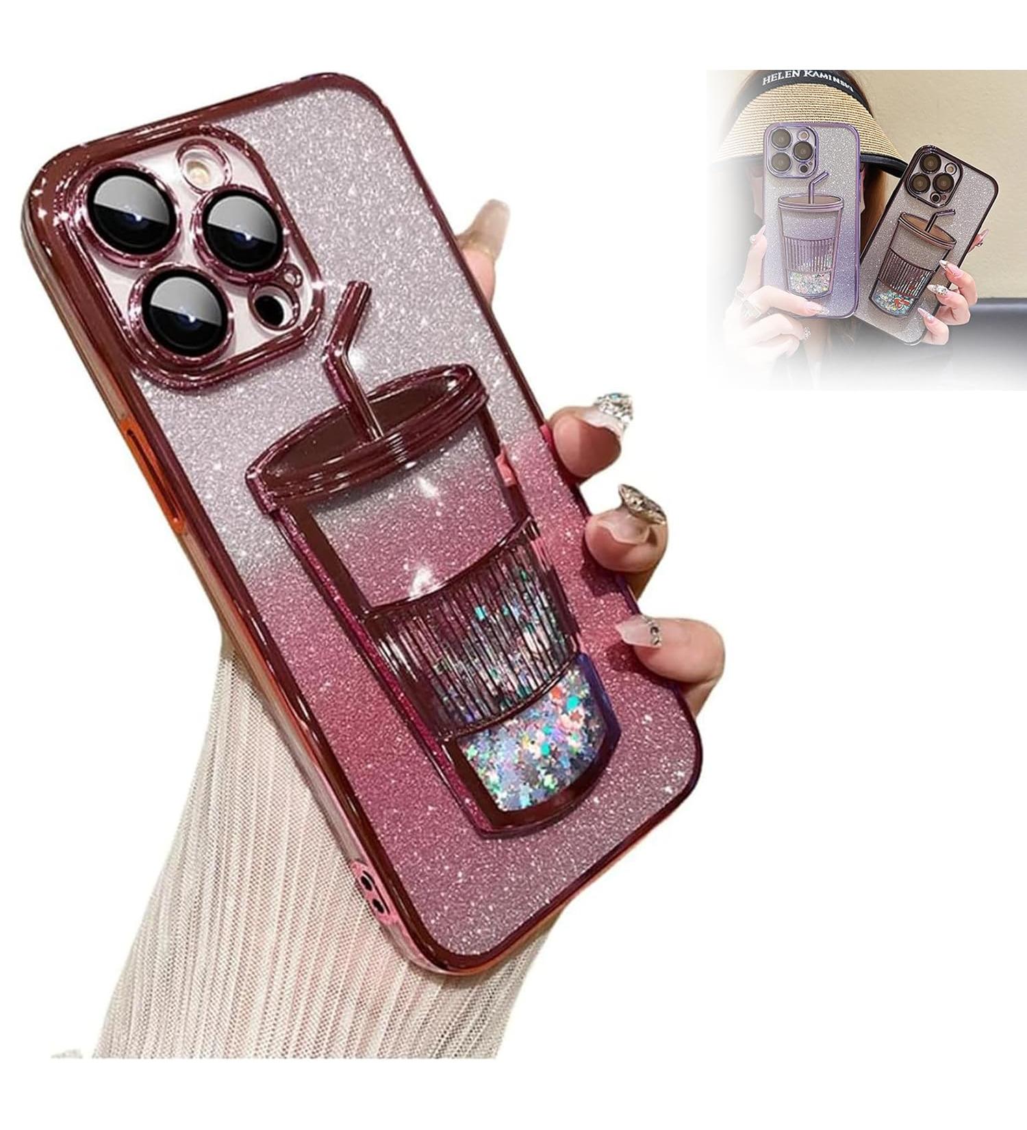 Gradient Glitter Quicksand Milk Tea For Iphone Case 15/14/13/12/11 Pro Max Electroplating Gradient Glitter Milk Tea Phone Case 3d Three-Dimensional Milk Tea Cup Shape (11 Pink-A) 11 Pink-A - Buy Online on SooperMarket.com