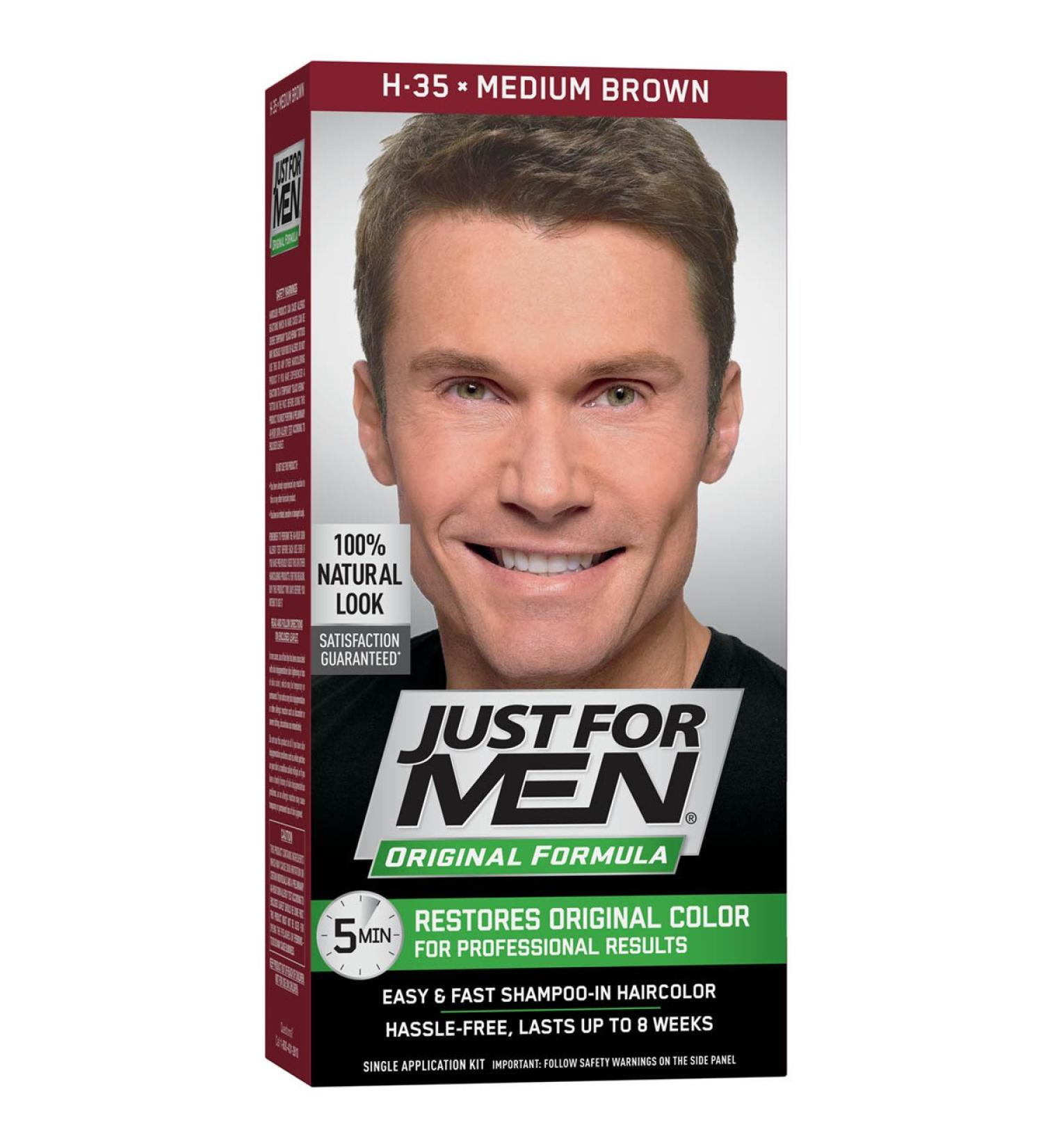 JUST FOR MEN Hair Color Medium Brown 35 - Long-Lasting Grey Coverage for Men | International Shipping Available - Buy Online on SooperMarket.com