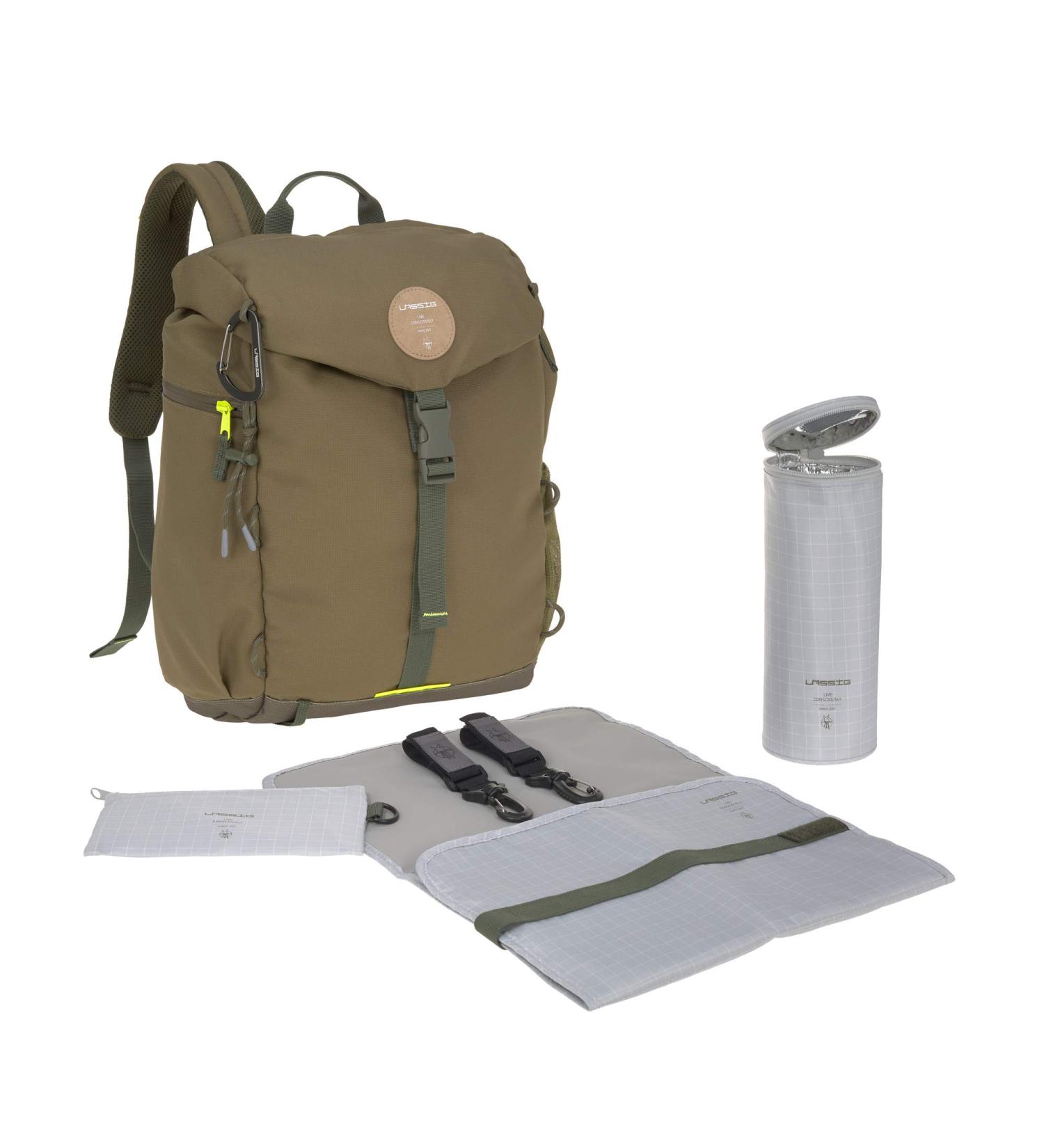 Casual Olive Baby Diaper Backpack with Diaper Pad Stroller Attachment & Bottle Warmer - Water Repellent Outdoor Gear - Buy Online on SooperMarket.com