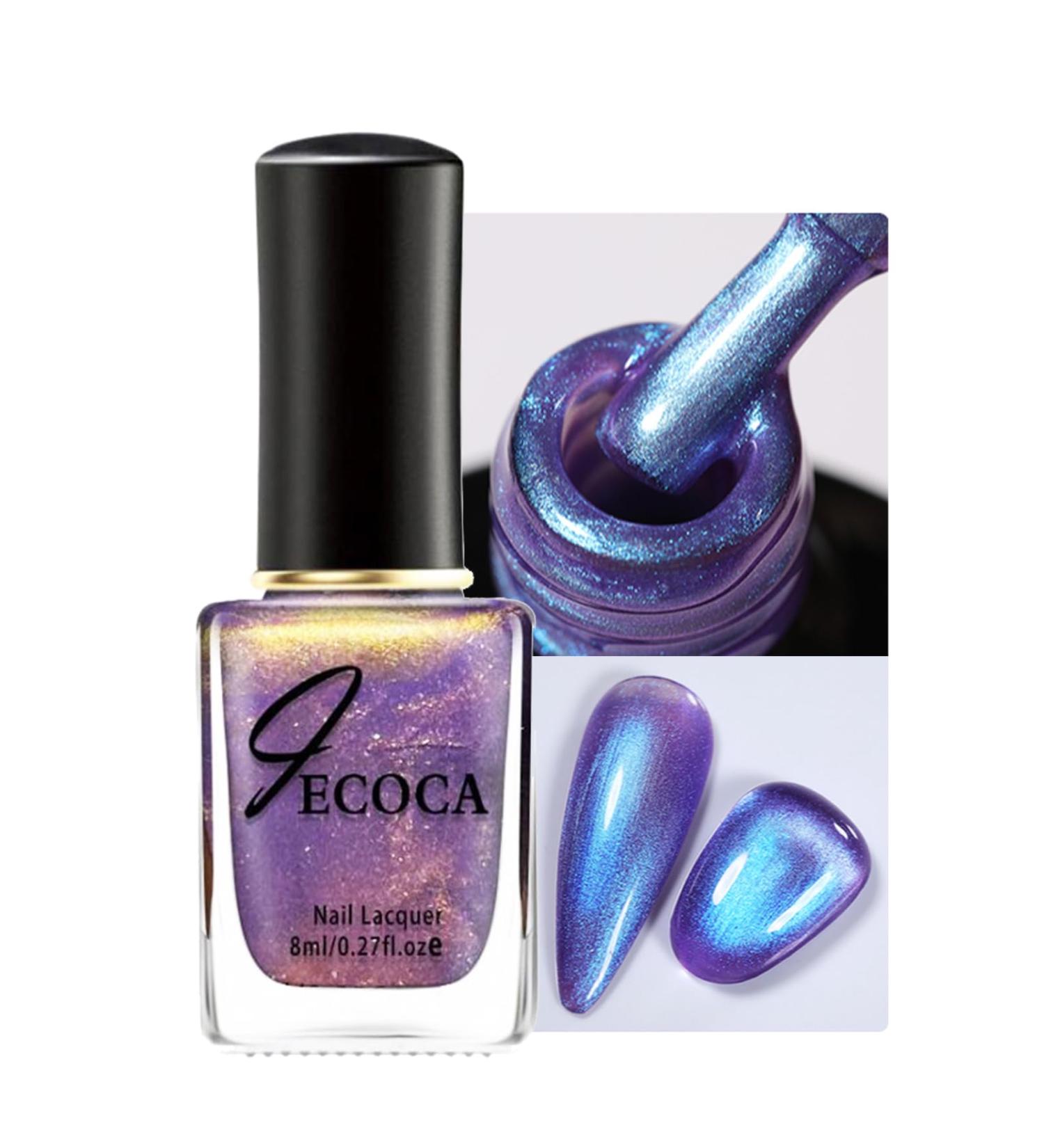 Purple Nail Varnish Chrome Nail Polish Glitter Aurora Gel Nail Varnish Quick Dry Soak Off Nail Art Manicure Pedicure For Professional Drying No UV Needed For Women Party 8ml - Buy Online on SooperMarket.com