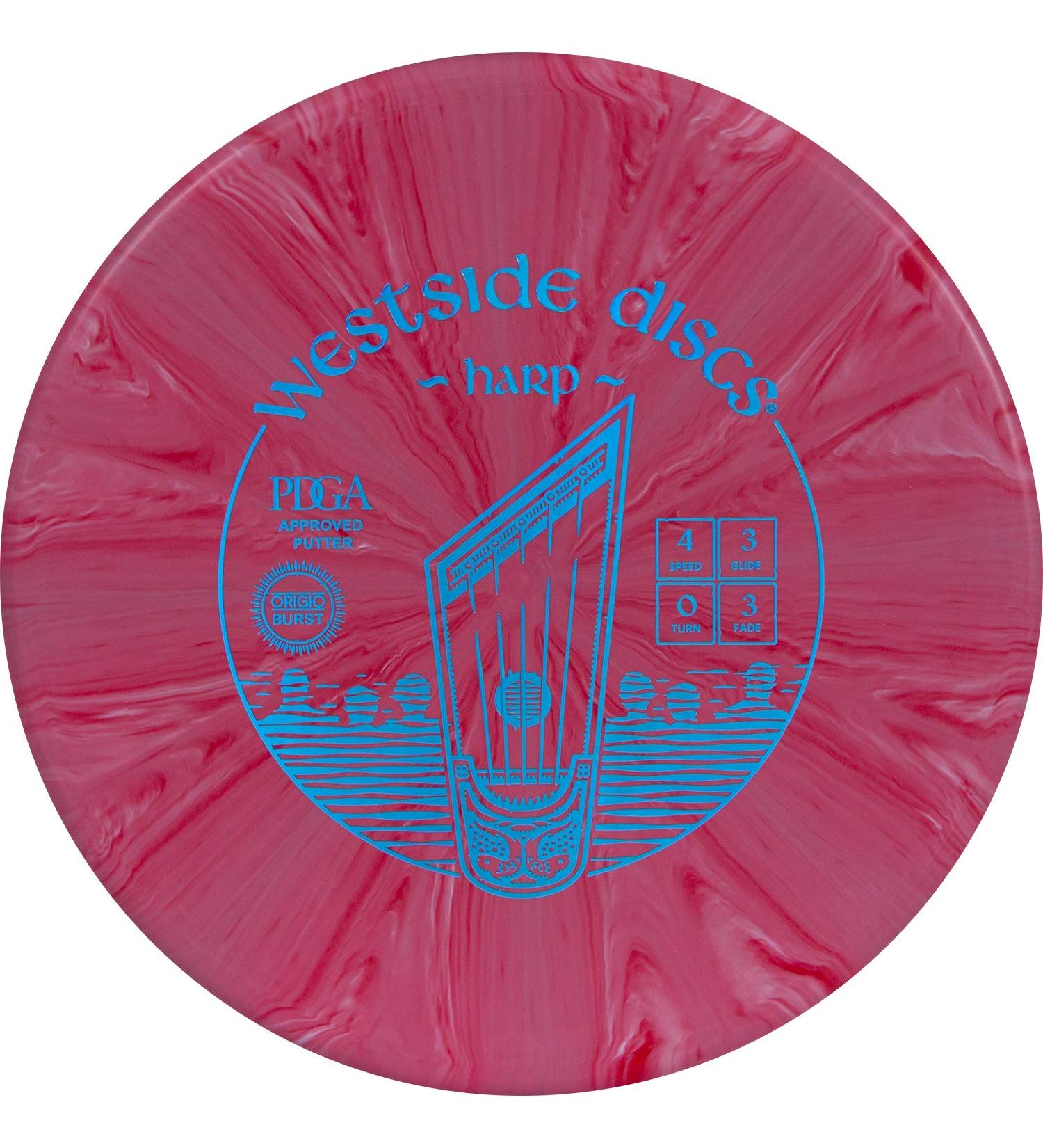 Westside Discs Origio Burst Harp Disc Golf Putter | Overstable Frisbee Golf Putt and Approach Disc | 170g+ | Purple Stamp Colors - Buy Online on SooperMarket.com