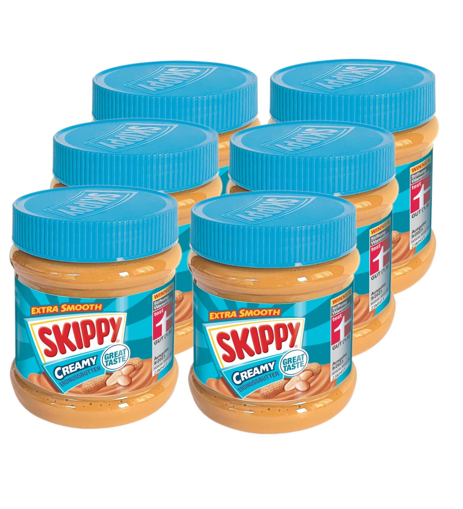 Skippy Creamy Peanut Butter 6x340g | No Palm Oil | Extra Smooth | 91% Peanuts | Deliciously Full Flavor - Buy Online on SooperMarket.com