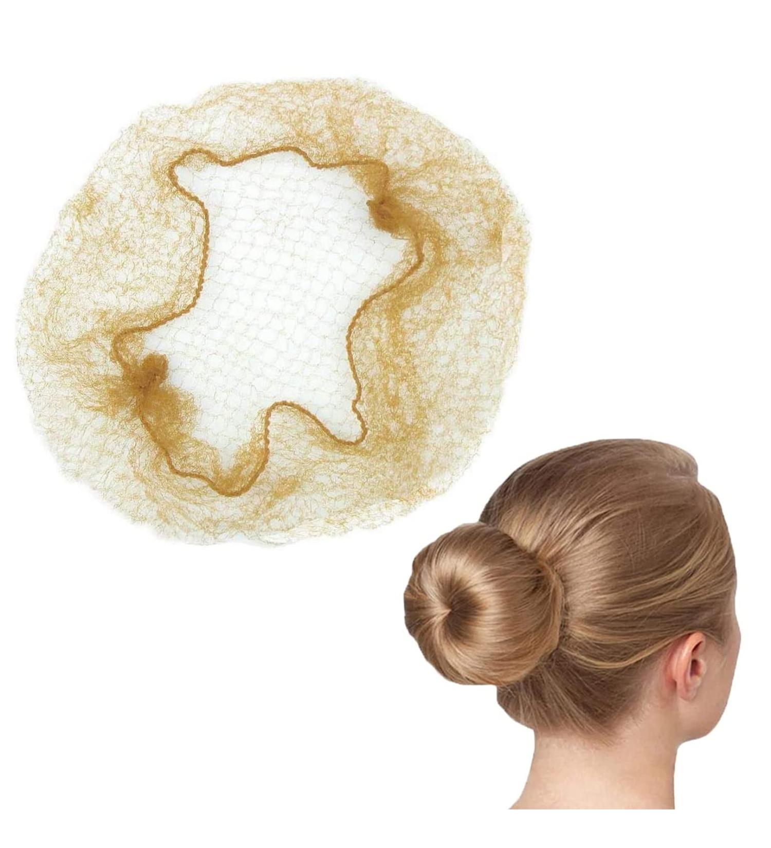 Invisible Hair Nets for Women - 20pcs Blonde Elastic Edge Mesh Hair Bun Nets - Ideal for Ballet, Gymnastics - 50cm/20inch - Buy Online on SooperMarket.com