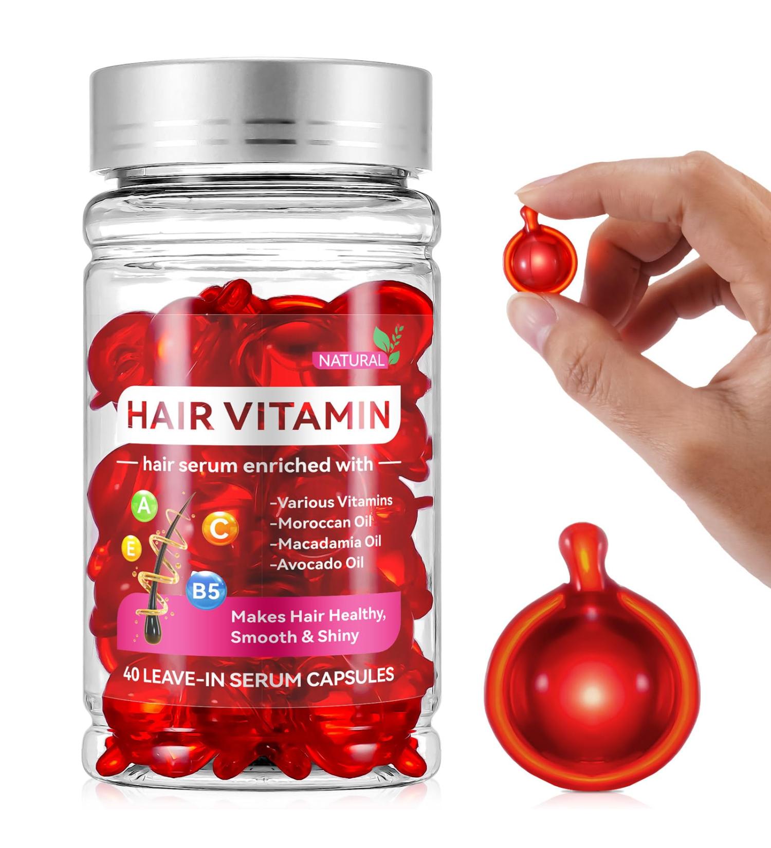 Shop Hair Vitamin Serum Capsules - Moroccan Macadamia & Avocado Oils | No Rinse Conditioner for Healthy Hair - Men & Women - Buy Online on SooperMarket.com