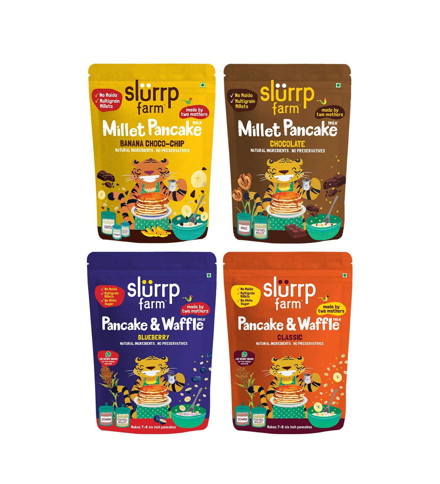 Slurrp Farm Healthy Pancake Lovers Combo - Blueberry, Classic Chocolate & Banana - 21.16 Oz - Made with Millets and No White Flour - Wheat and Preservative Free - Buy Online on SooperMarket.com