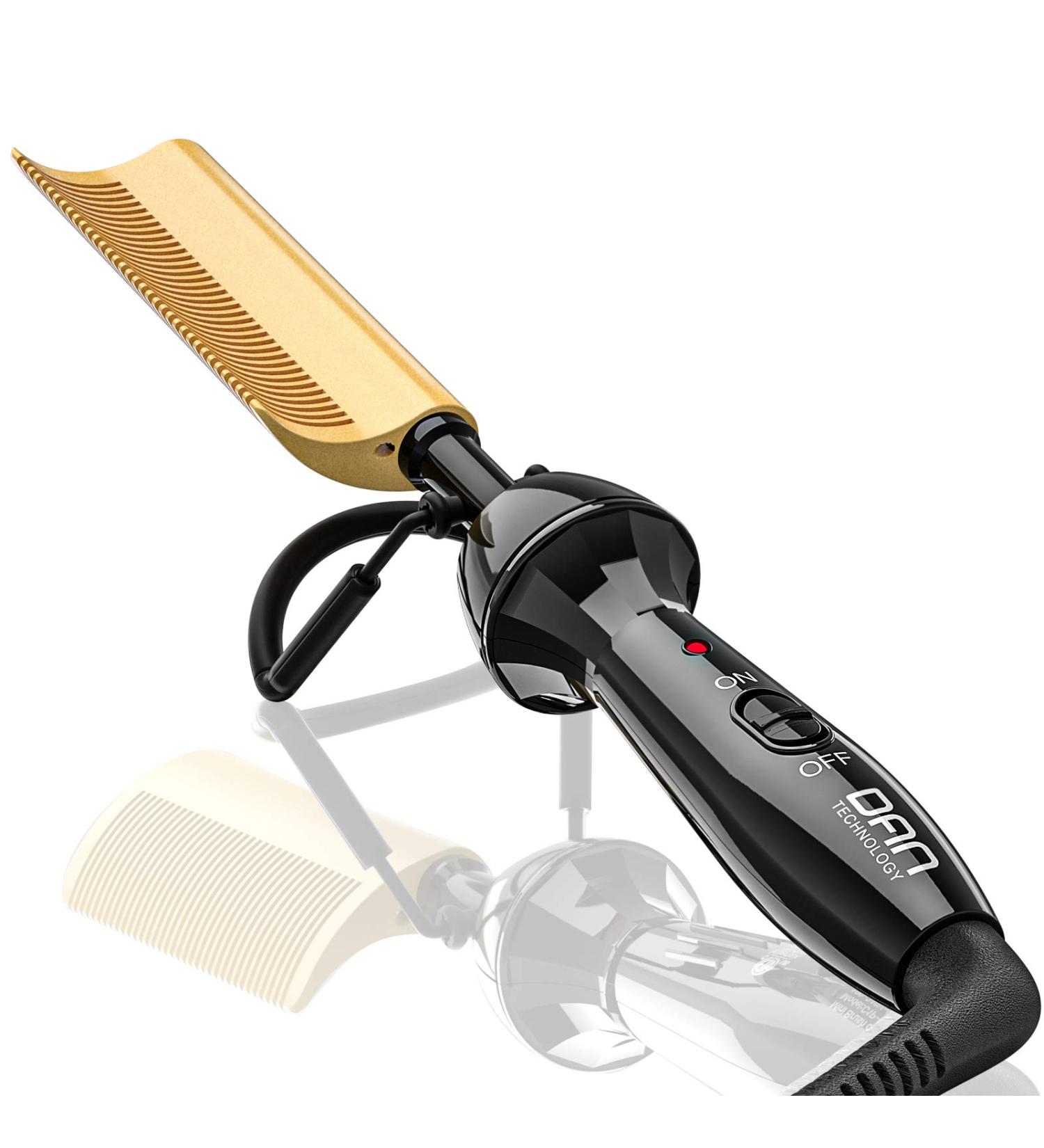 DAN Technology 450? Curved Teeth Hair Straightener Comb - Travel Size Dual Voltage Electric Comb for Professional Use - Ideal for Natural Black Hair - Buy Online on SooperMarket.com