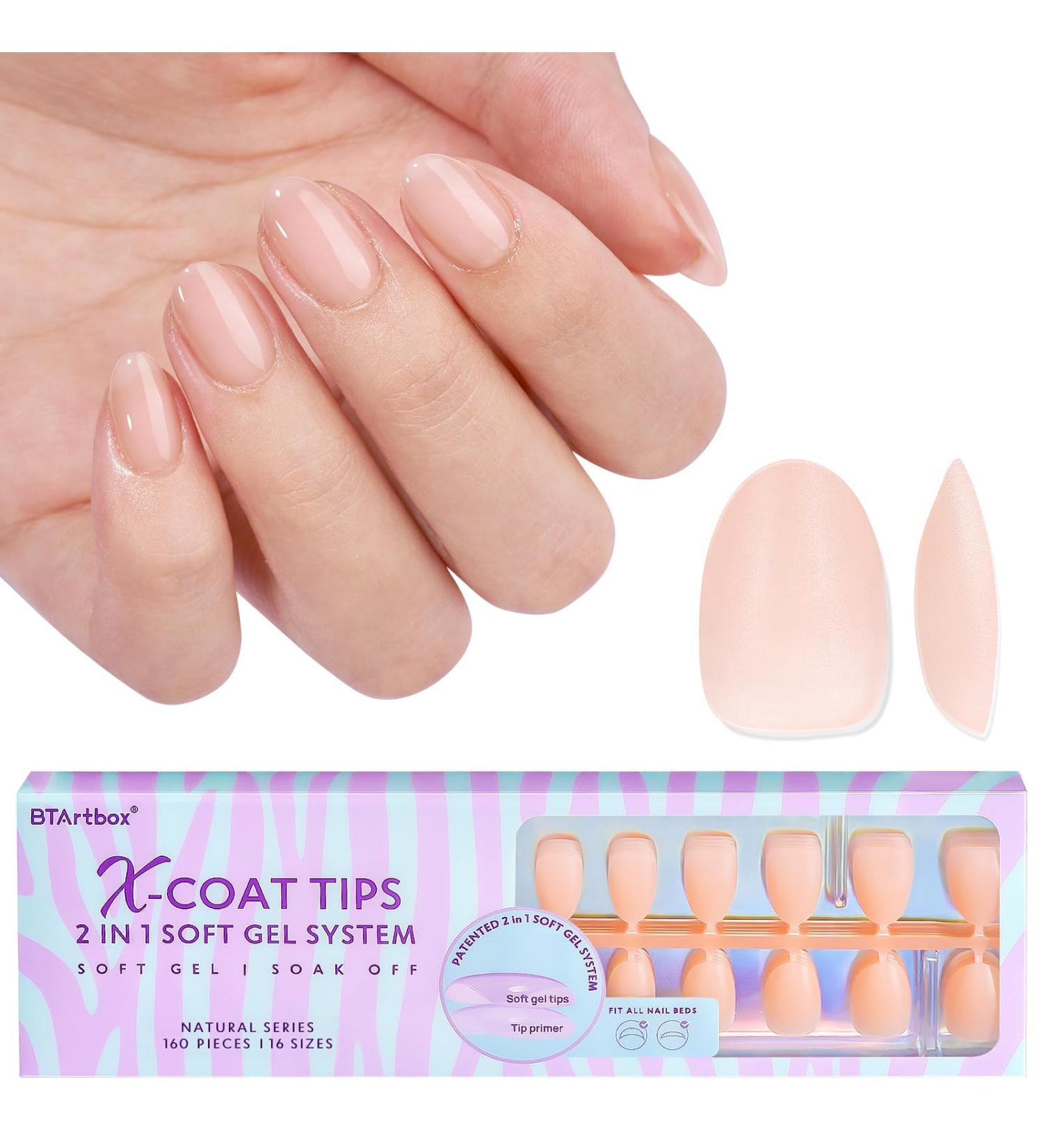 Buy Bartbox Extra Almond Press on Nails - Soft Gel Full Cover Tips 160 Pre-Designed Short Nail Extensions in XXS Almond Beige - Perfect for Geln gel! - Buy Online on SooperMarket.com