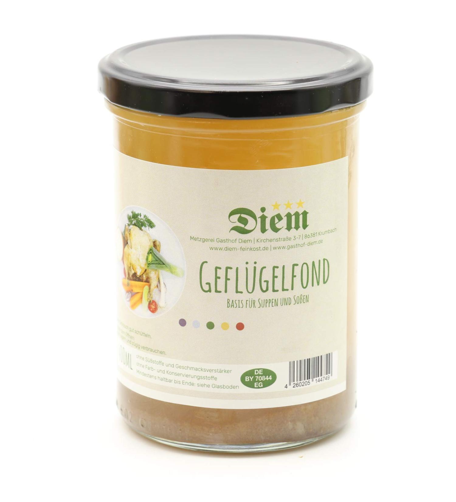 Diem - Chicken Broth with Root Vegetable Insert - Chicken Stock - Made of Chicken Meat and Root Vegetables - Capacity 400g - in Resealable Jar