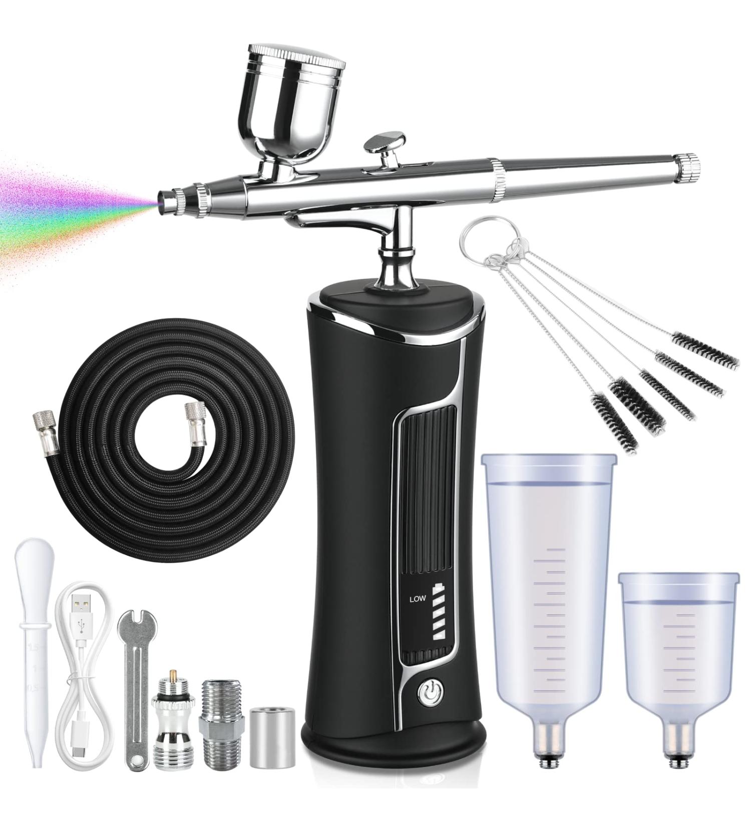 Fascinated Cordless Airbrush Kit - Portable Handheld Rechargeable Gun Set for Makeup, Painting, Cake Decor & More - Buy Online on SooperMarket.com