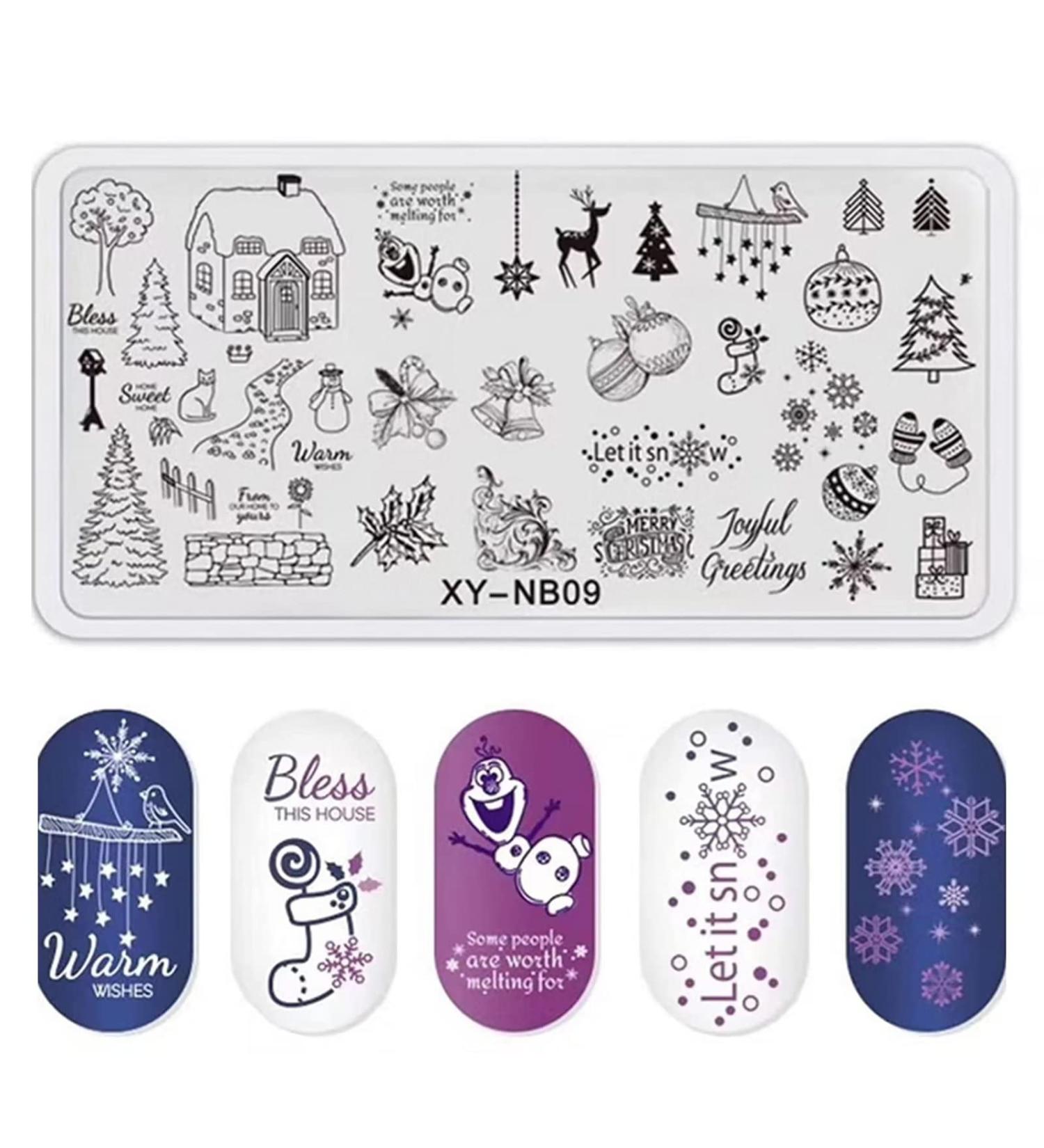 OUBFUUY Christmas Nail Stamp Plates Nails Art Stamping Plates Festival New Year Nail plate Template Image Plates - Buy Online on SooperMarket.com