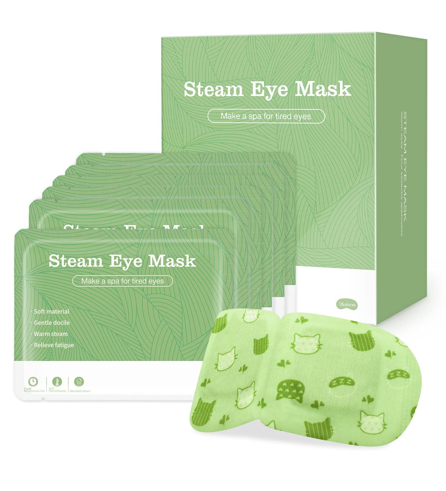 16-Pack Heated Eye Mask for Dark Circles & Puffiness - Disposable Steam Mask for Stress Relief, Dry Eyes - Works Better with Eye Cream - Portable Beauty Care - Unscented - Buy Online on SooperMarket.com