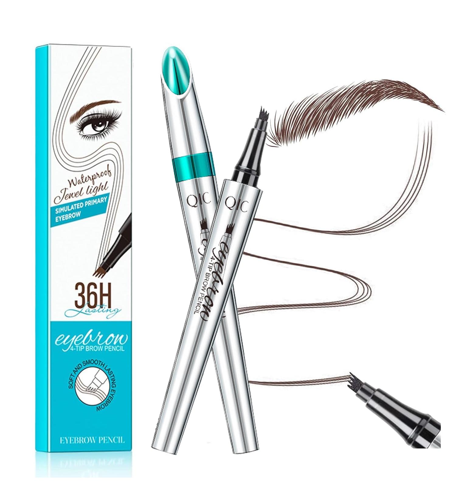 Long-Lasting Waterproof Microblading Eyebrow Pencil - 4 Tip Micro Head (#2 Dark Brown) | Perfect for Natural Looks - Buy Online on SooperMarket.com