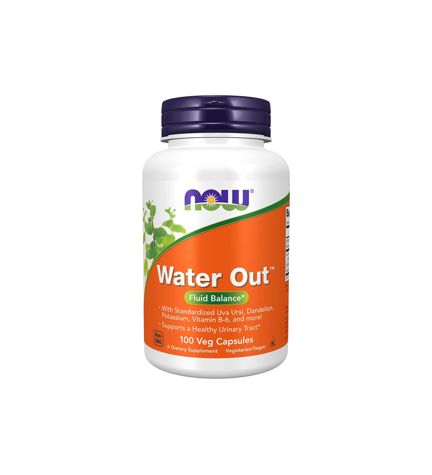 NOW Supplements Water Out with Uva Ursi, Dandelion, Potassium & Vitamin B-6 - 100 Veg Capsules - Buy Online on SooperMarket.com