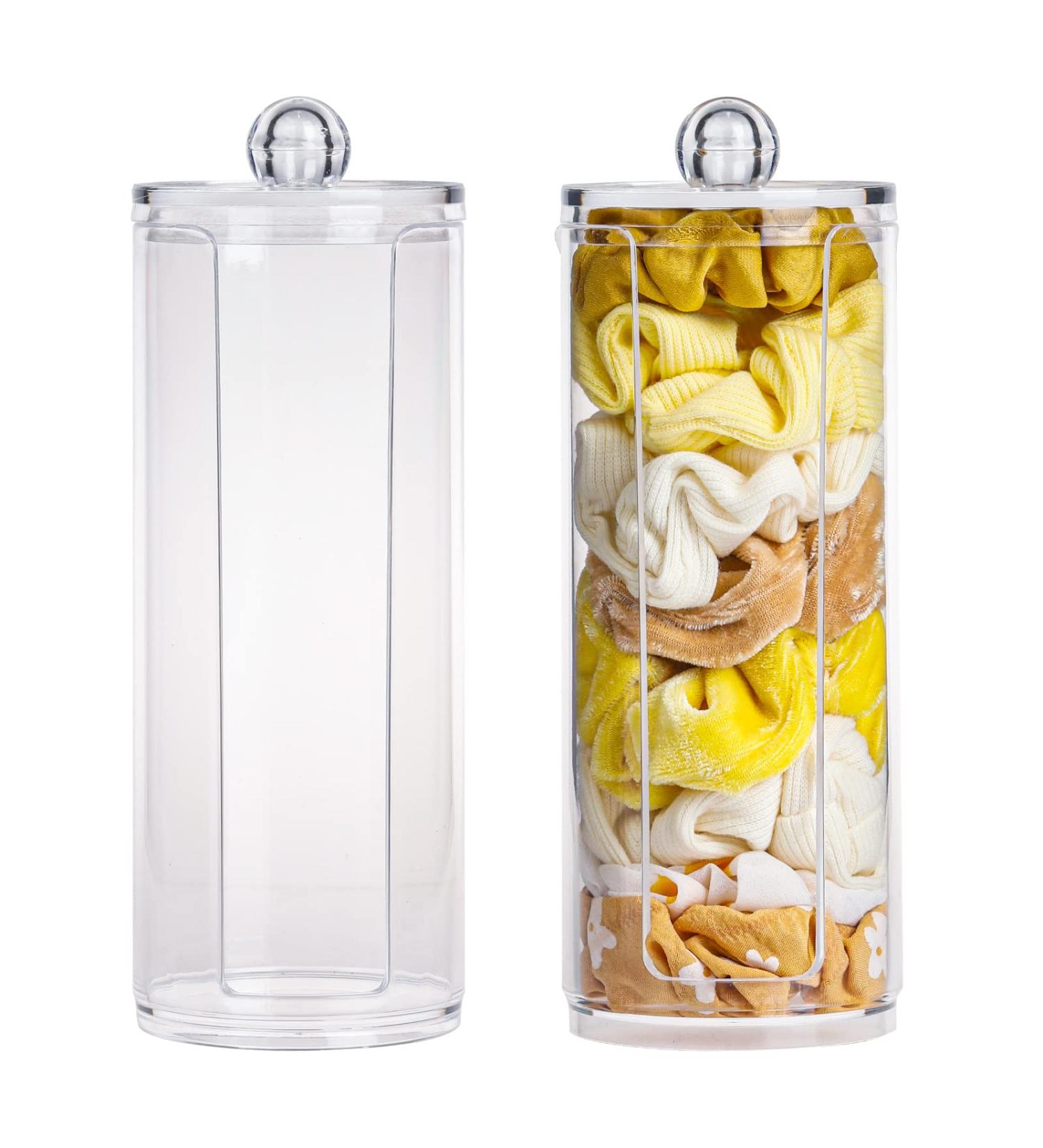 Clear Hair Scrunchie Holder Stand with Lid - 2 Pack | Hair Ties & Accessories Organizer for Teen Girls - FABROK - Buy Online on SooperMarket.com