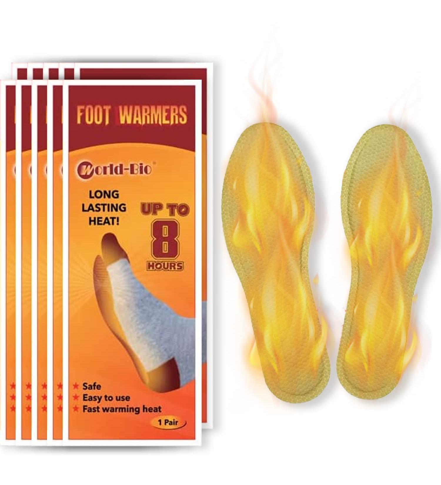 Ultra Thin Insole Foot Warmers - 8 Hours of Heat, Adhesive, Disposable Packs - Natural, Odorless, Air Activated - 10 Pairs - Buy Online on SooperMarket.com