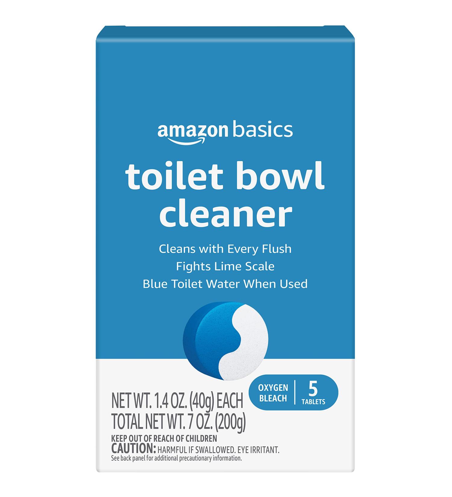 Amazon Basics Toilet Bowl Cleaner Tablets - Oxygen Bleach Unscented 5 Count | International Shipping Available - Buy Online on SooperMarket.com