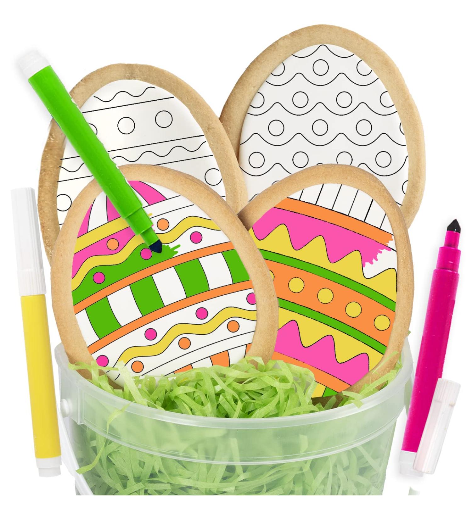 Easter Egg Cookie Decorating Kit | Kids Activity Basket Gift | 4 Jumbo Cookies + 3 Edible Markers | Arts and Craft Project - Buy Online on SooperMarket.com